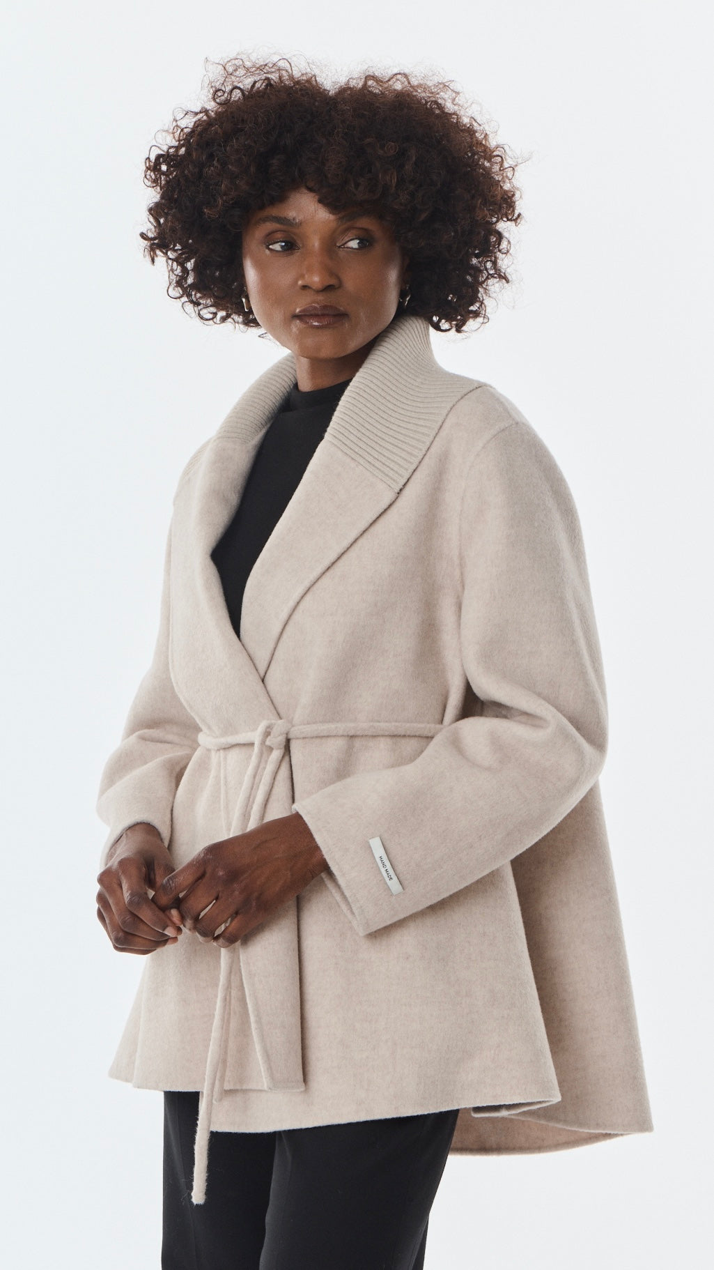 VESTE COL CHALE POUR FEMME EN LAINE GIOVANNI LEXIE#COLOR_BEIGE AVOINE