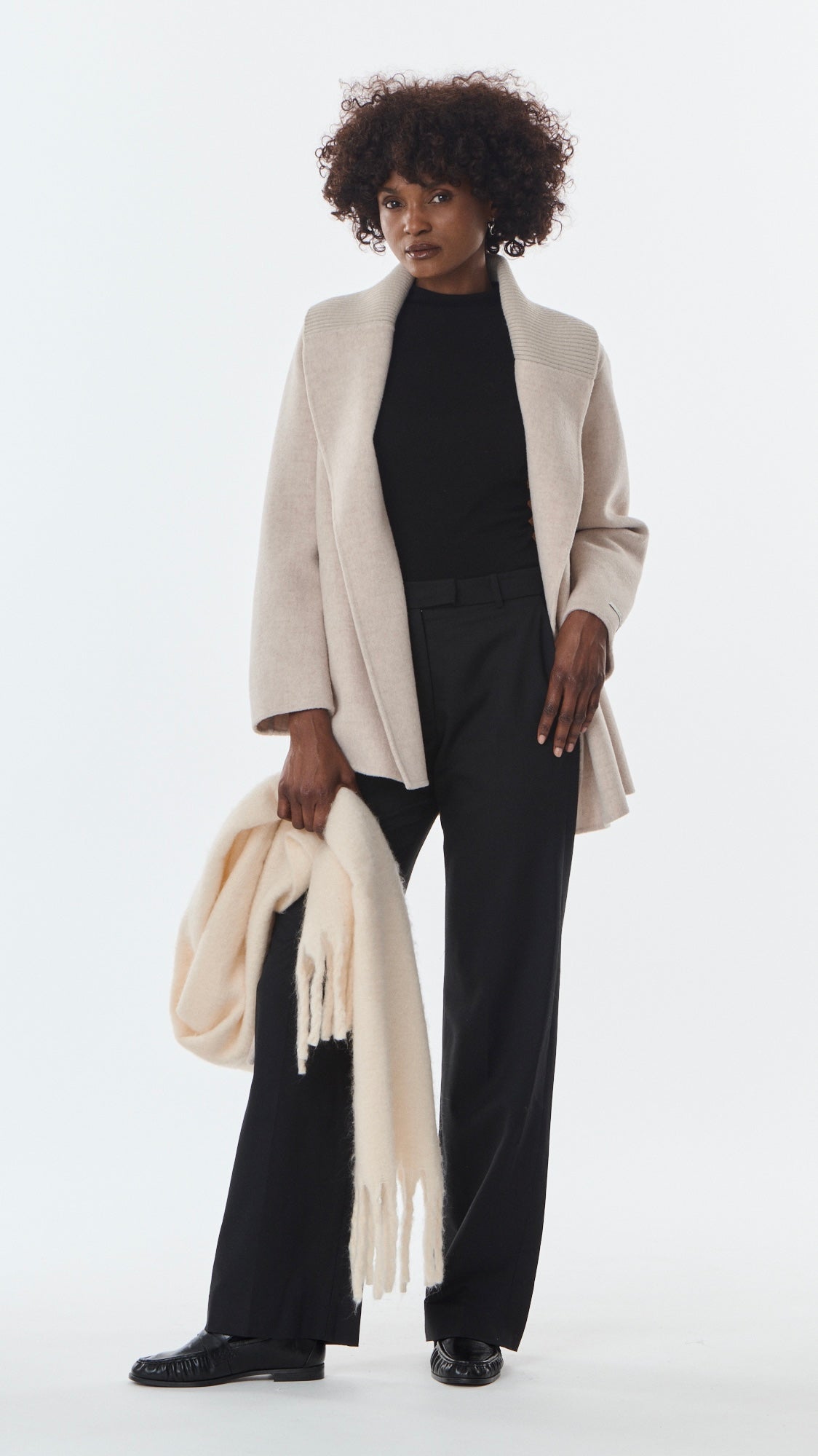 VESTE COL CHALE POUR FEMME EN LAINE GIOVANNI LEXIE#COLOR_GRIS ANTHRACITE