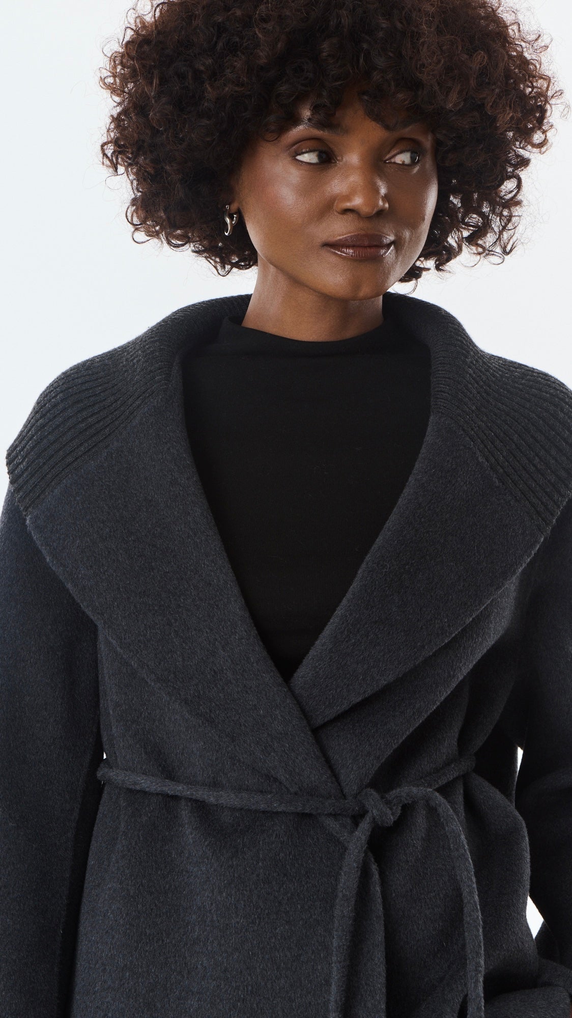 VESTE COL CHALE POUR FEMME EN LAINE GIOVANNI LEXIE#COLOR_GRIS ANTHRACITE