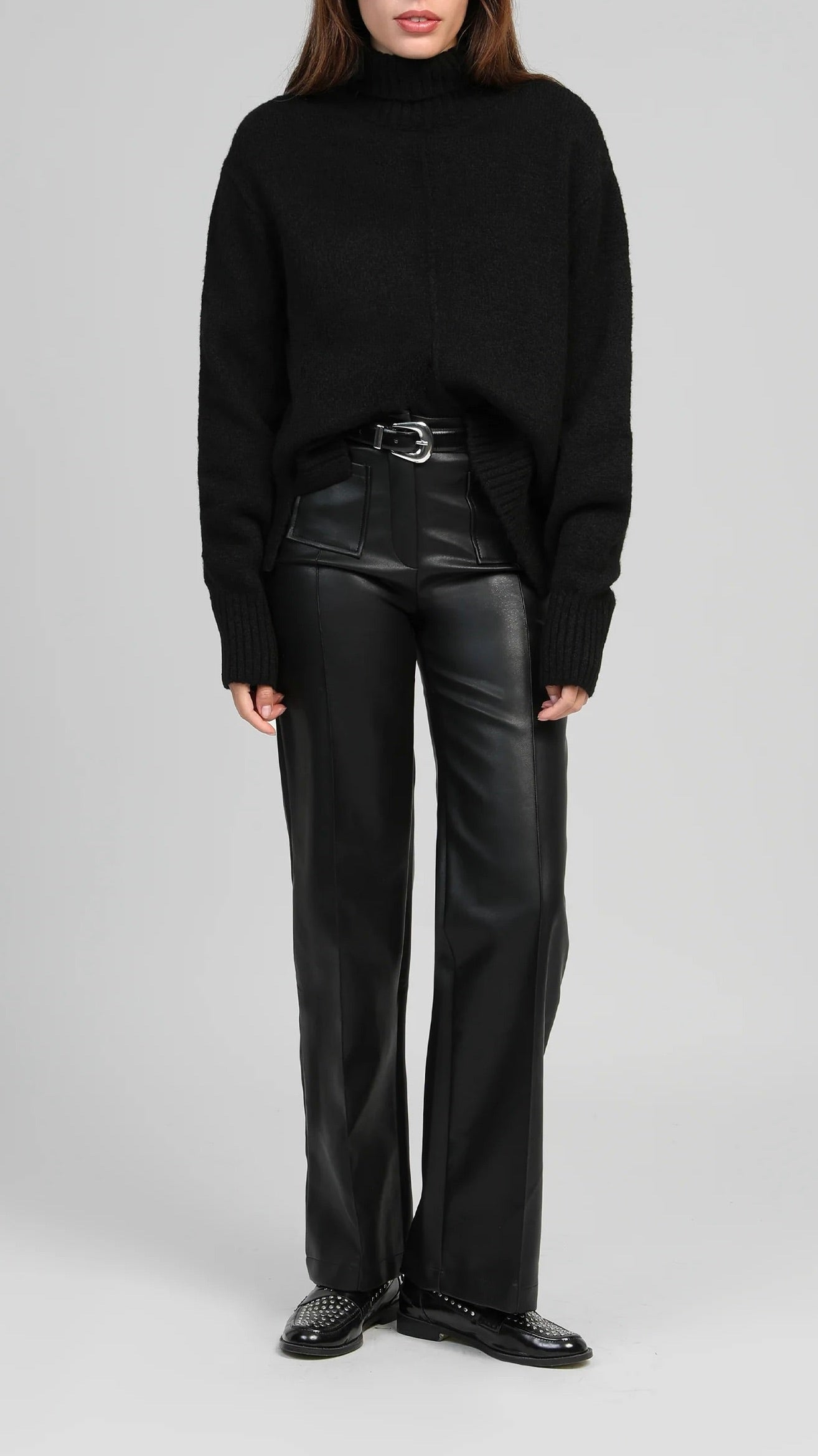 PULL AMPLE COL ROULE ECRU AN'GE LIPY#COLOR_NOIR