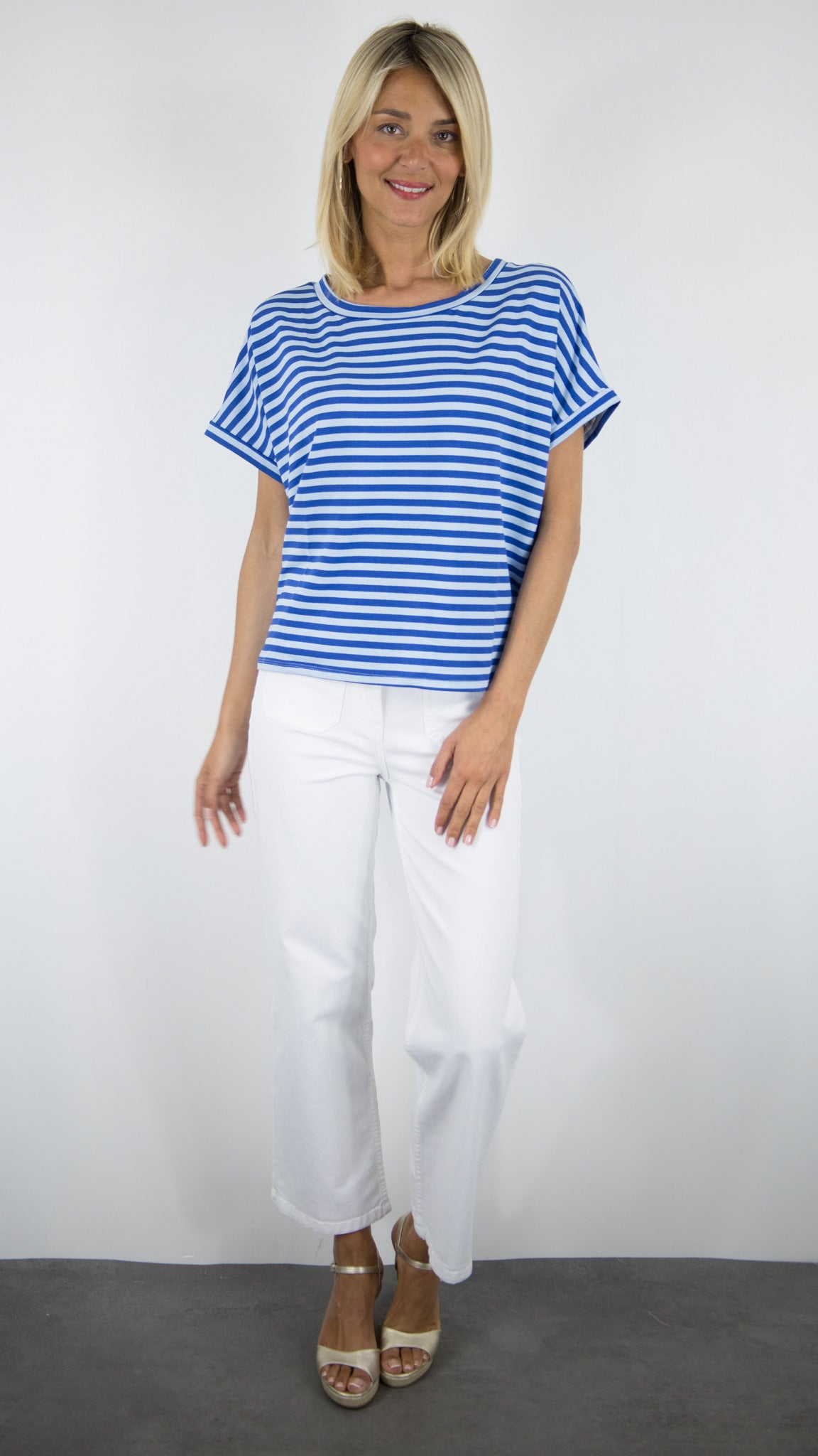TEE-SHIRT AMPLE MANCHES COURTES RAYE BLEU ROYAL LUK AP LK7786 FTW