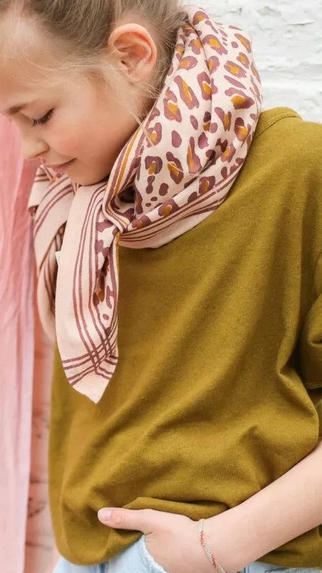 ECHARPE IMPRIMEE EN COTON LEOPARD BELLEMME #color_rose poudre