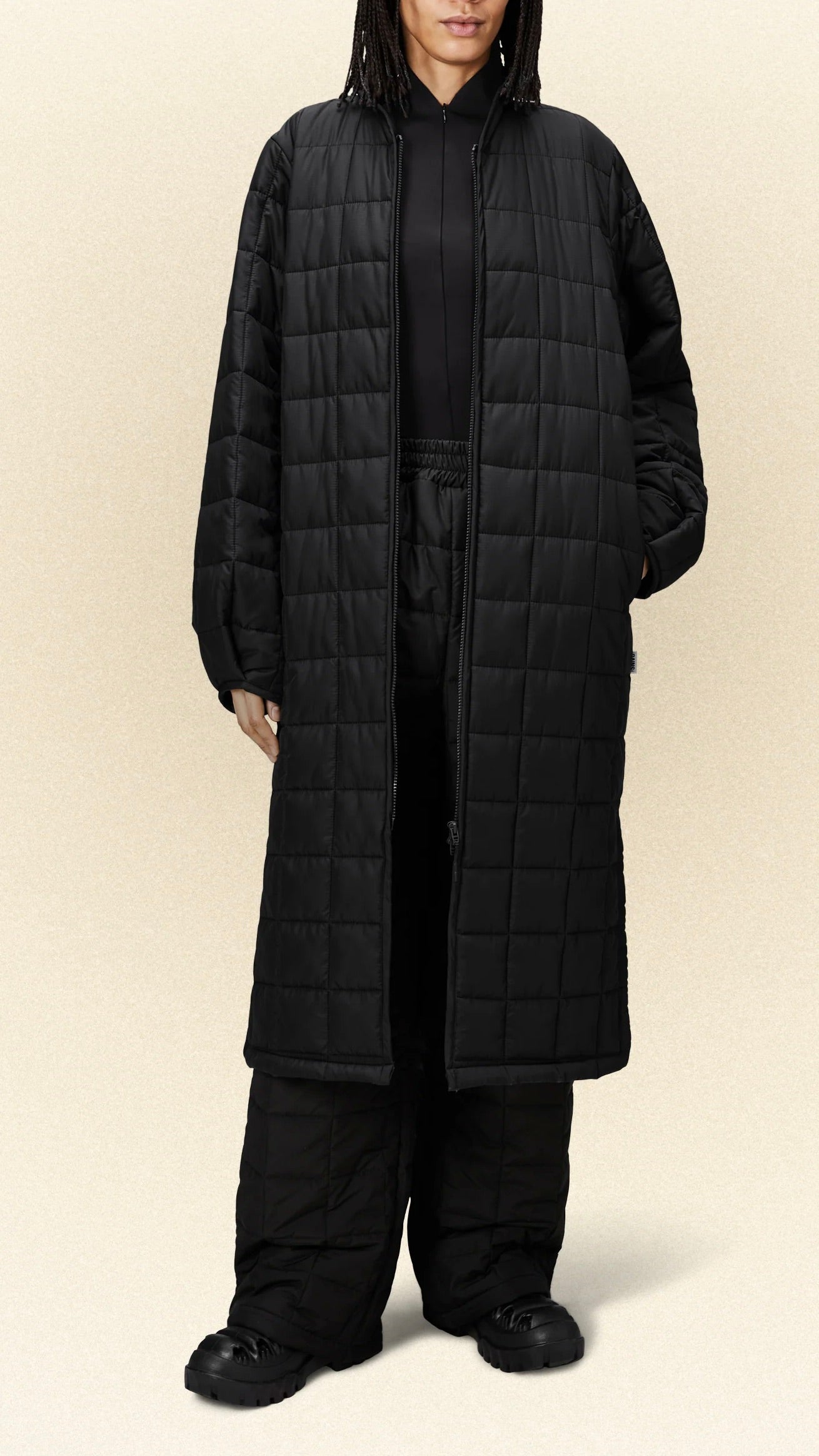 MANTEAU LONG MATELASSÉ LINER W COAT 18210 NOIR