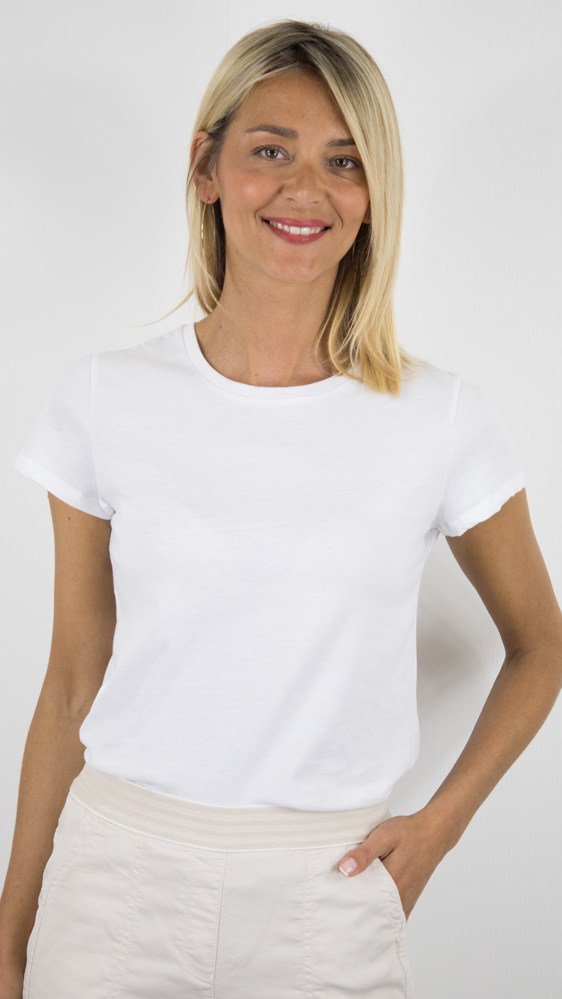 TEE SHIRT EN COTON MAJESTIC #COLOR_001/BLANC