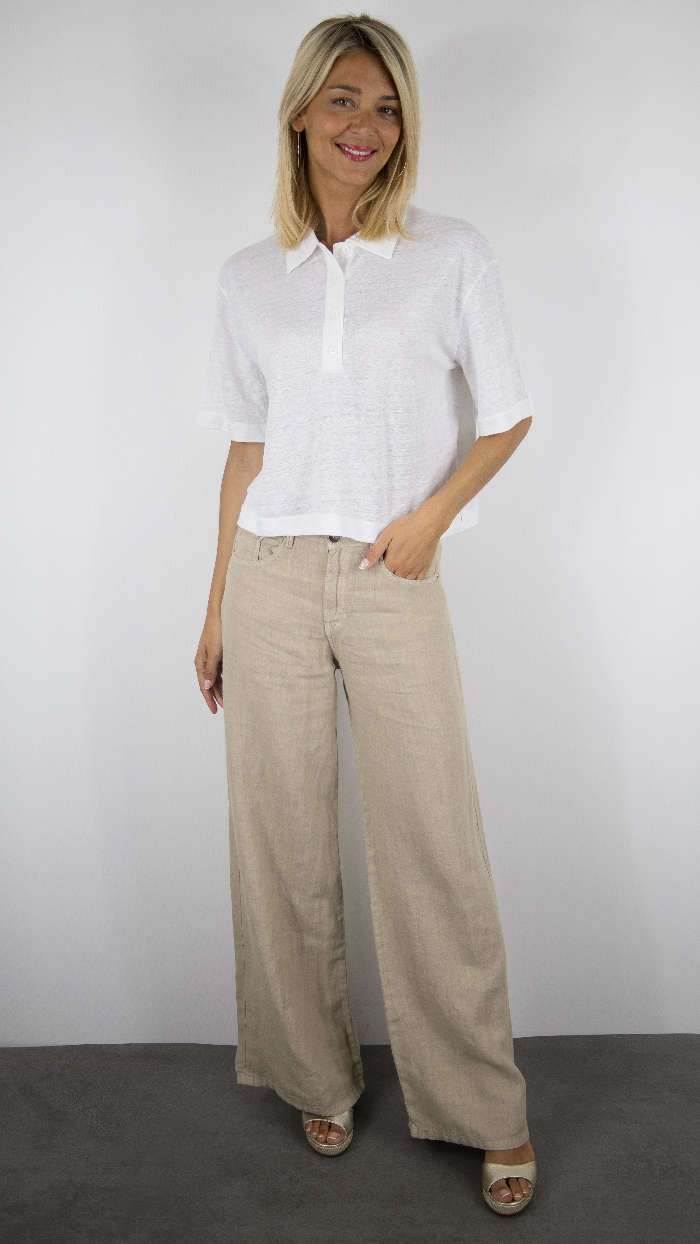 POLO MAJESTIC EN LIN COURT #COLOR_001/BLANC