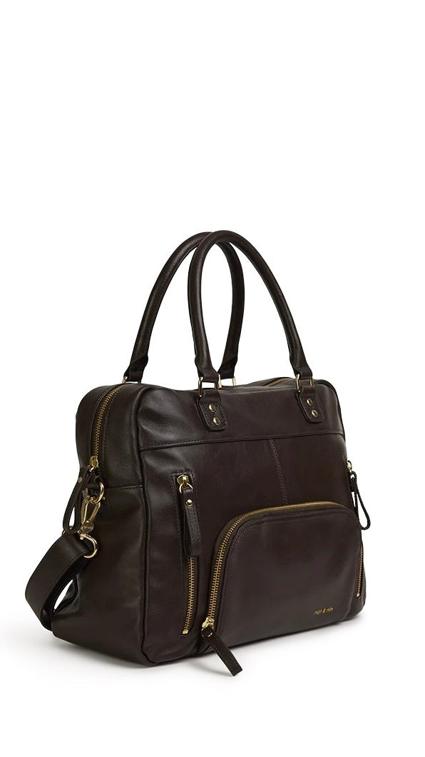 SAC EN CUIR LISSE MARRON EBENE NAT ET NIN