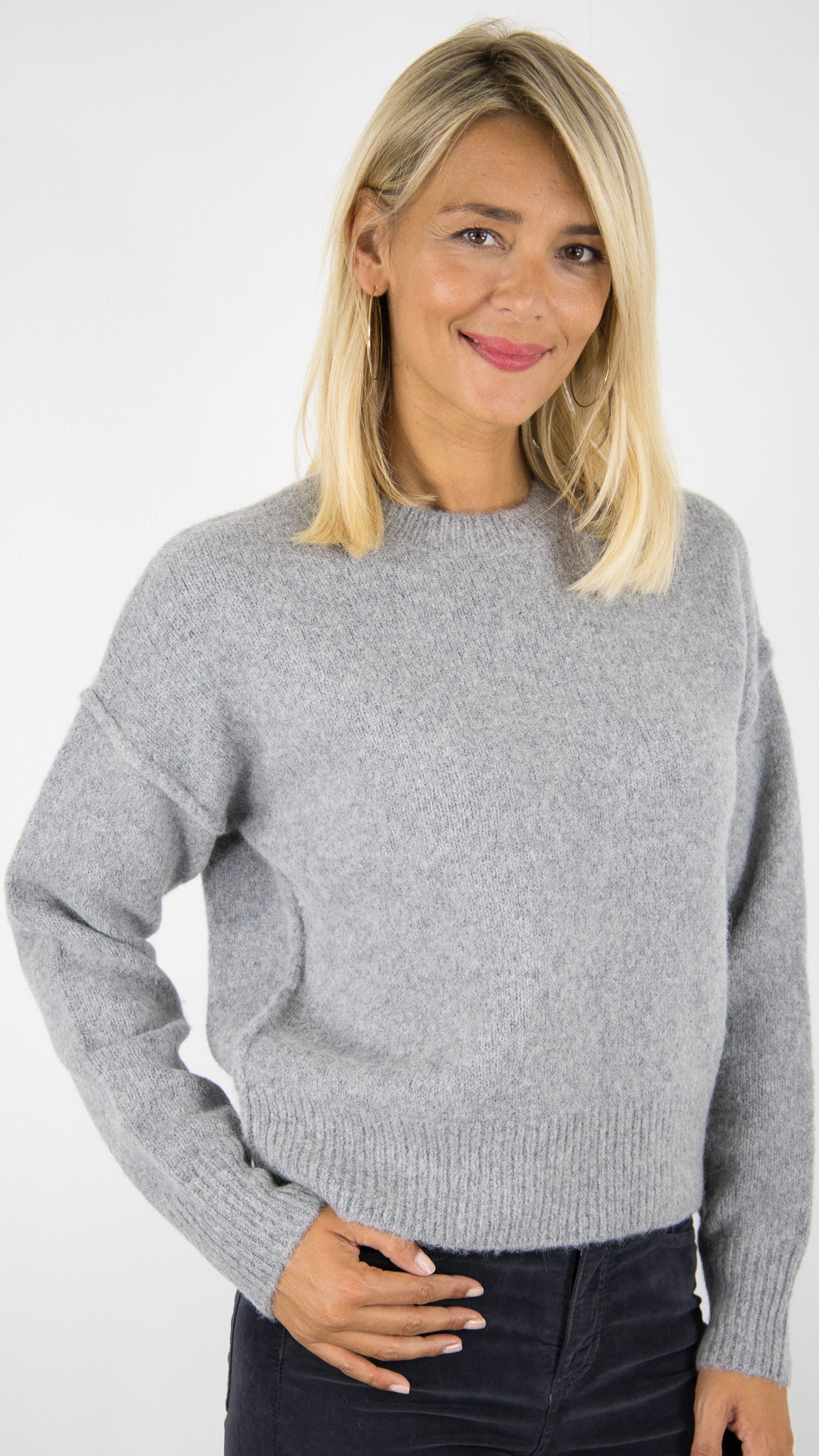 PULL COL ROND CHINE EN ALPAGA POUR FEMME HARTFORD MAEVA BEMI510#COLOR_03/GREY