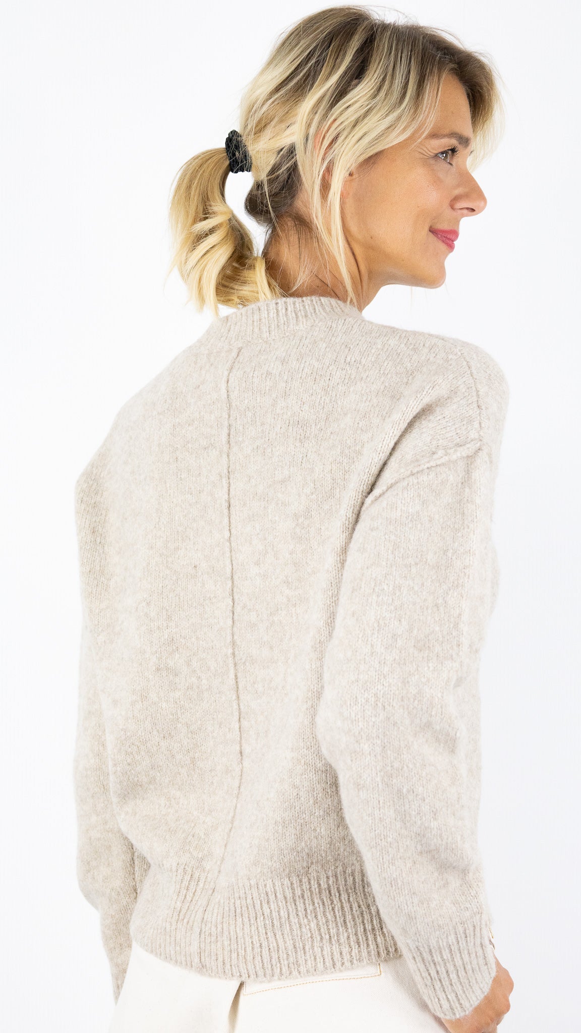 PULL COL ROND CHINE EN ALPAGA POUR FEMME HARTFORD MAEVA BEMI510#COLOR_01/NATUREL