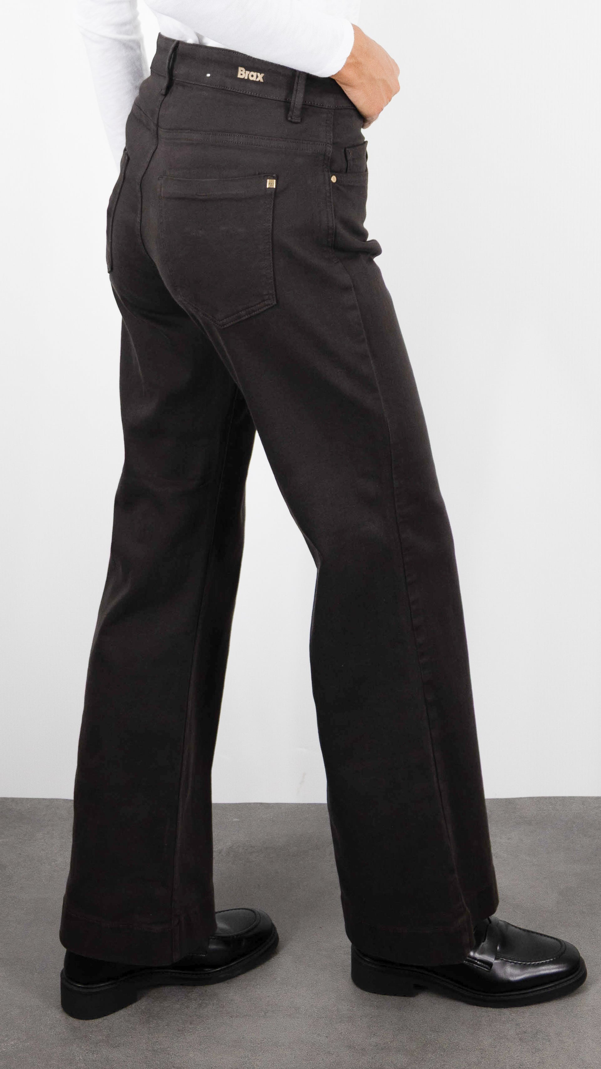 JEANS LARGE EN COTON POUR FEMME BRAX 09-7173 MAINE CHOCOLAT MARRON