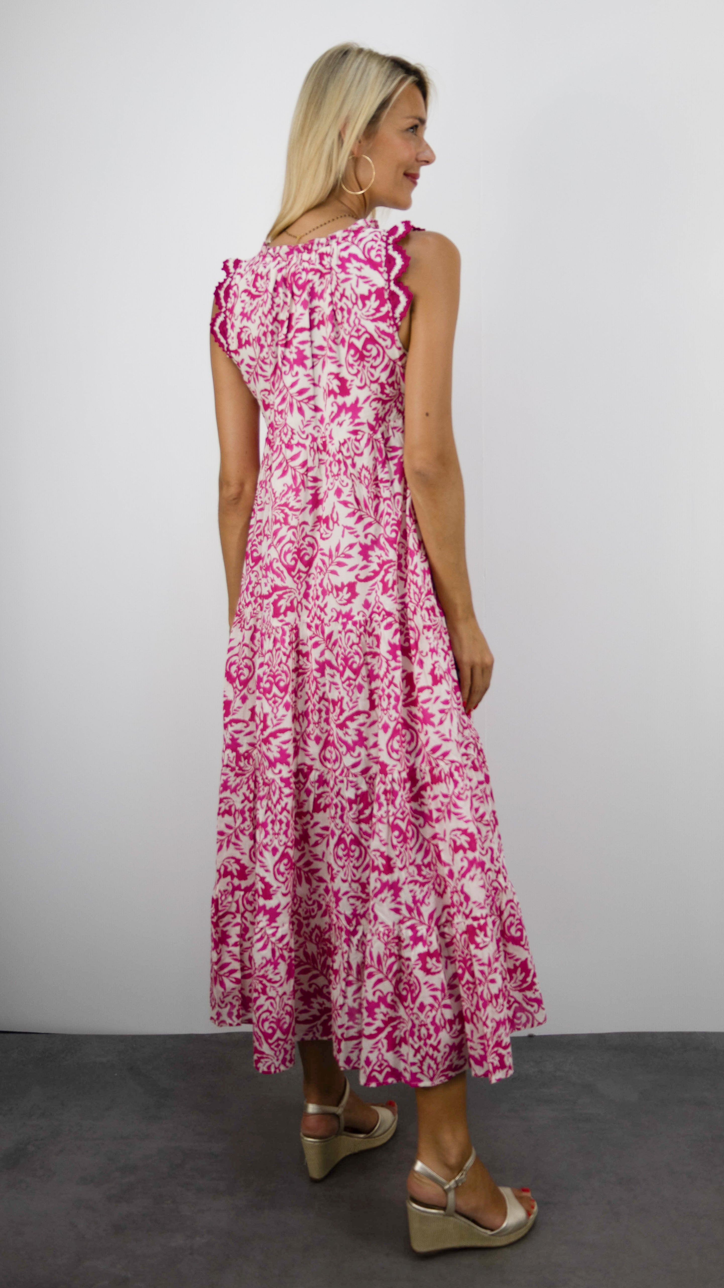 ROBE LONGUE IMPRIMEE EN COTON GOA MALAGA#COLOR_ROSE