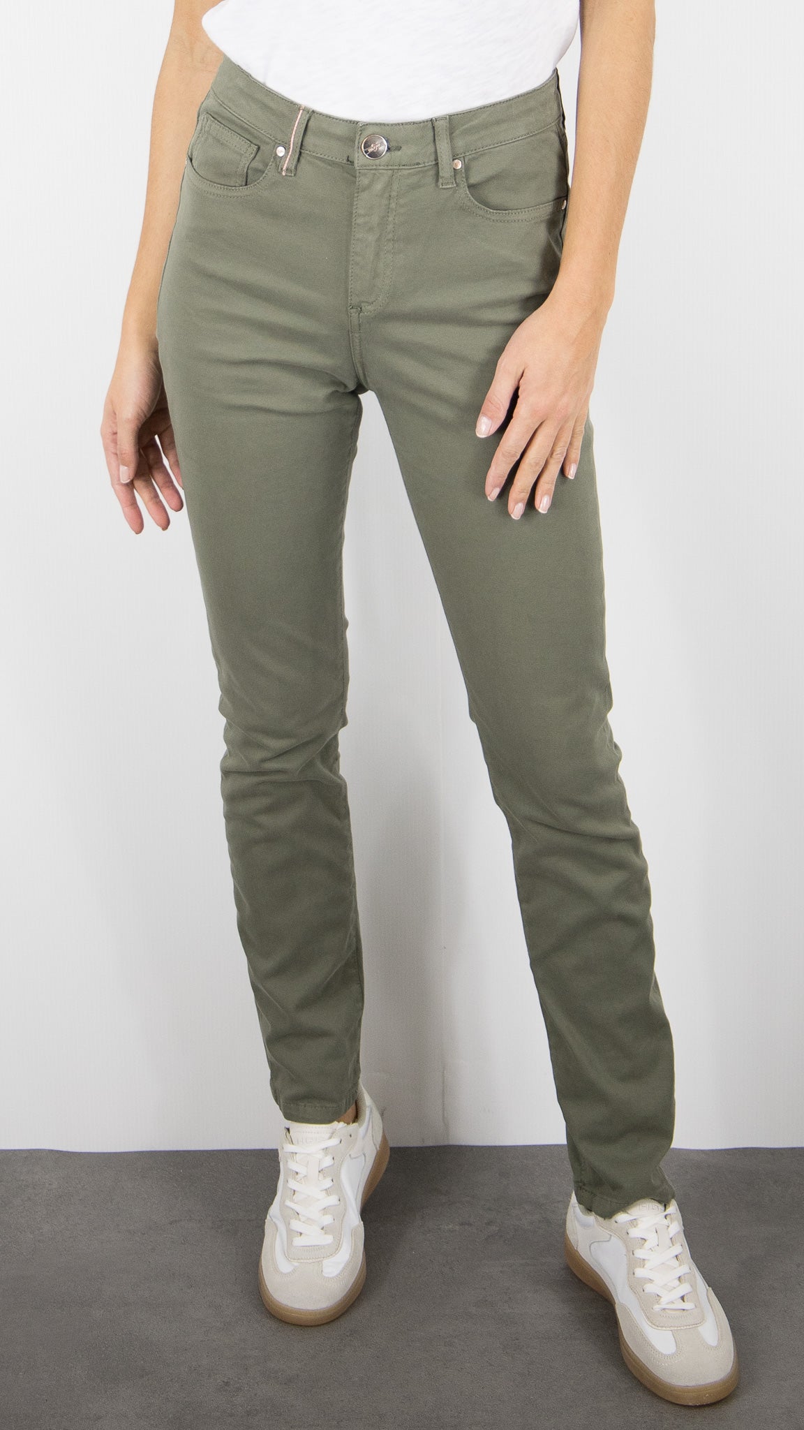PANTALON DROIT EN COTON POUR FEMME SLOW MALO DRILL PES#COLOR_SAFARI/KAKI