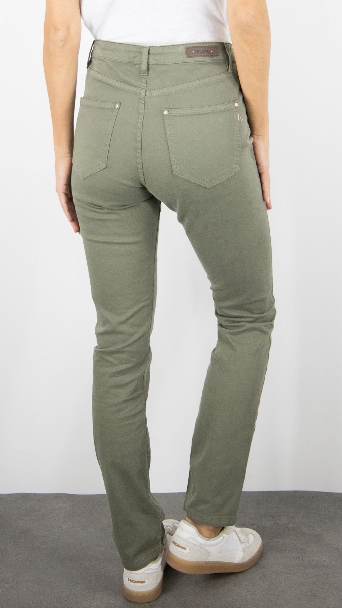 PANTALON DROIT EN COTON POUR FEMME SLOW MALO DRILL PES#COLOR_SAFARI/KAKI