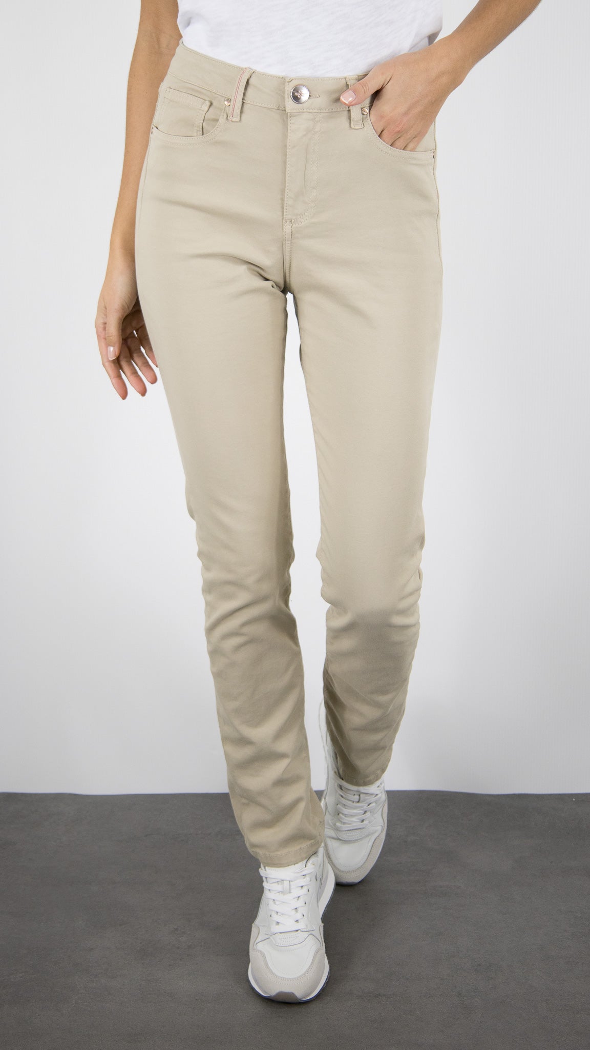 PANTALON DROIT EN COTON POUR FEMME SLOW MALO DRILL PES#COLOR_SAHARA/BEIGE
