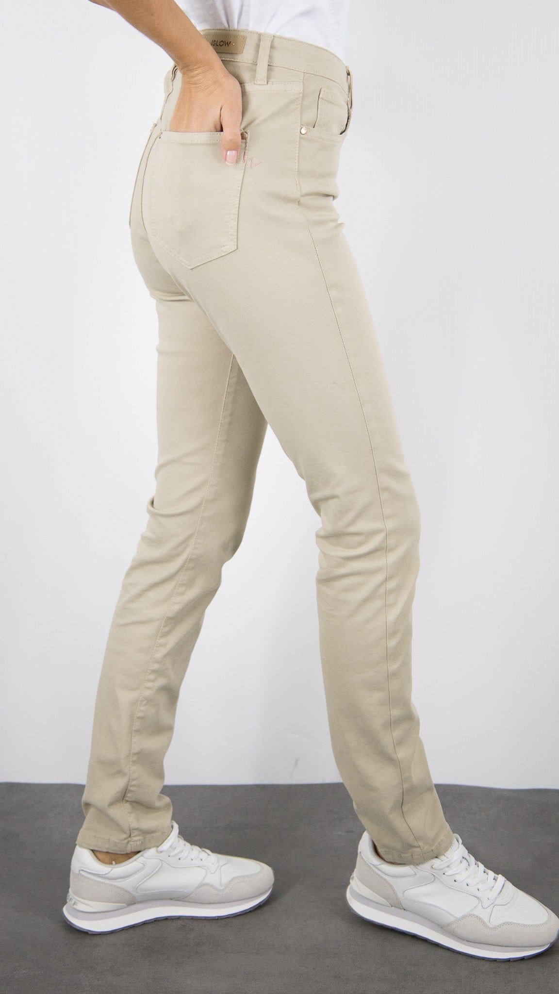 PANTALON DROIT EN COTON POUR FEMME SLOW MALO DRILL PES#COLOR_SAHARA/BEIGE
