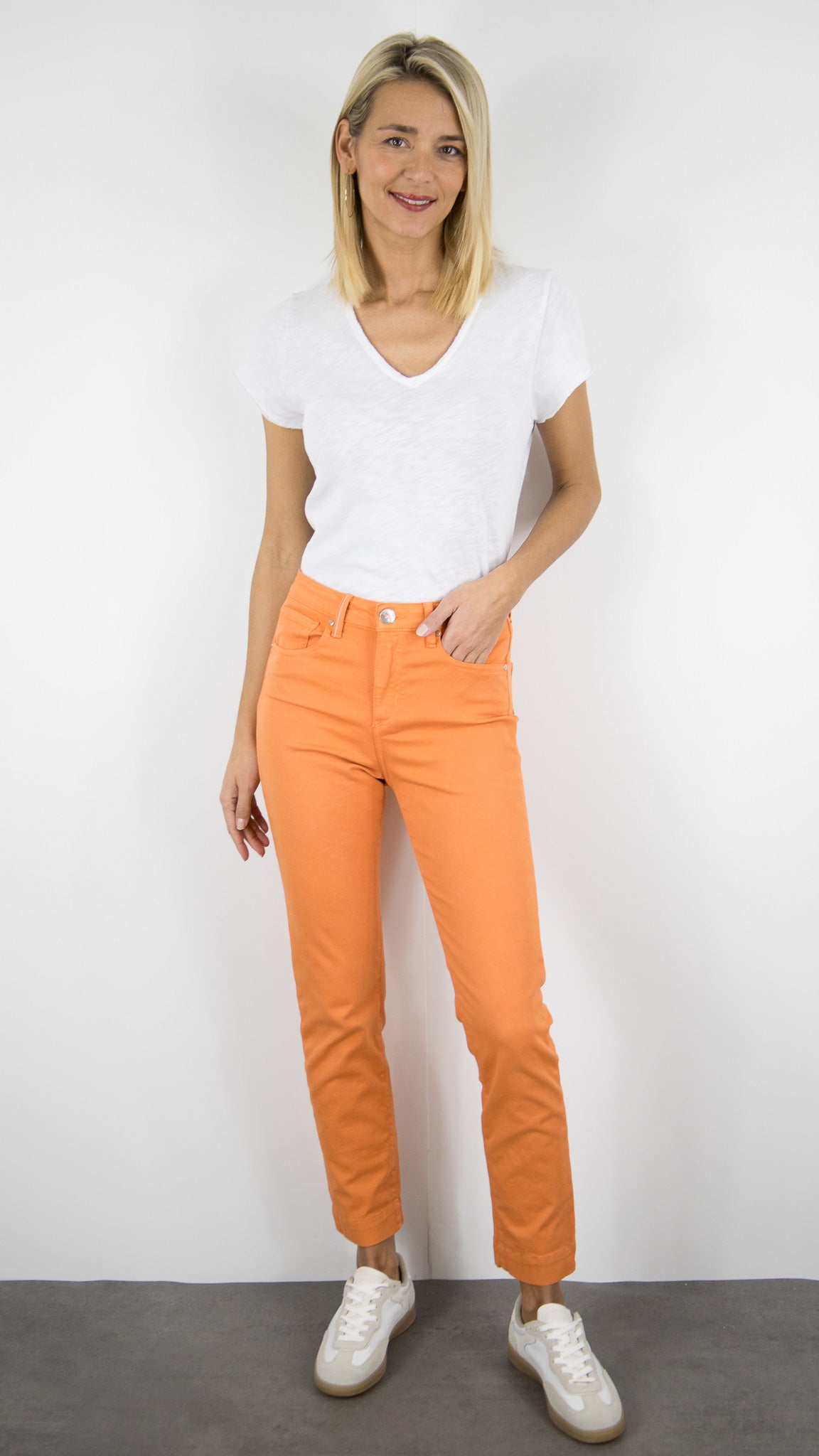 PANTALON DROIT TAILLE HAUTE ISLOW MARIN DRILL PES#COLOR_PAPAYE/ORANGE