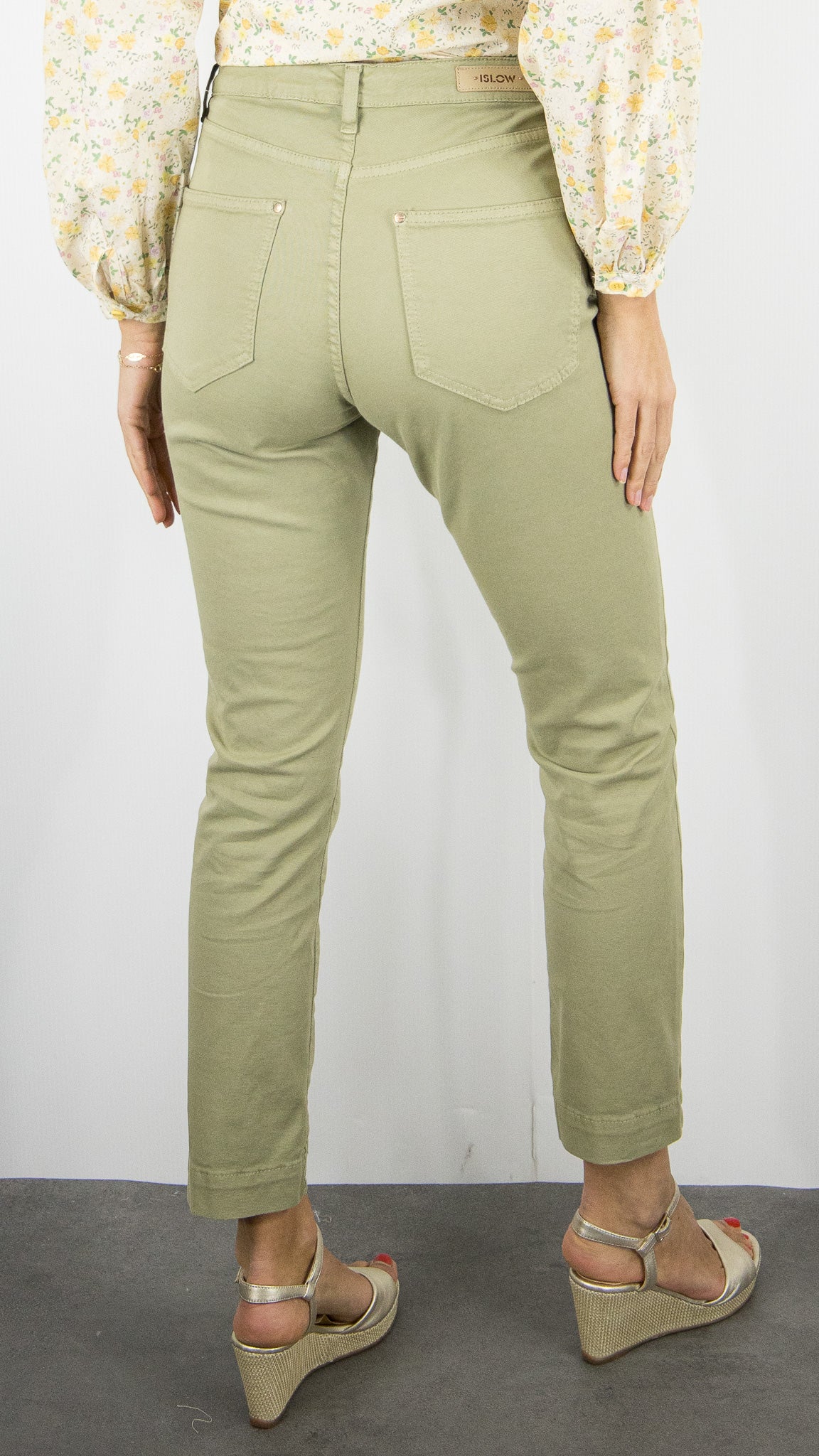 PANTALON DROIT TAILLE HAUTE ISLOW MARIN DRILL PES#COLOR_TILLEUL/VERVEINE