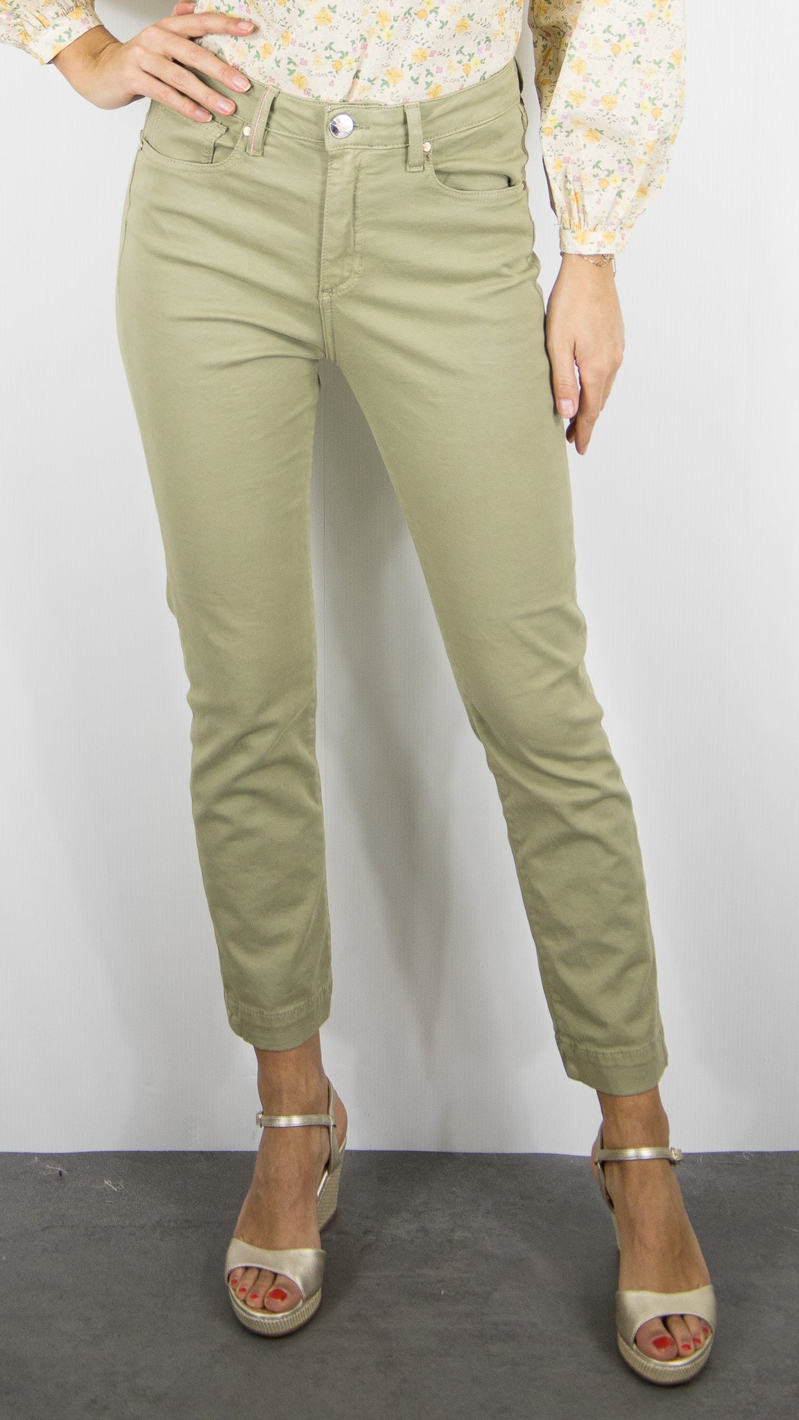 PANTALON DROIT TAILLE HAUTE ISLOW MARIN DRILL PES#COLOR_TILLEUL/VERVEINE