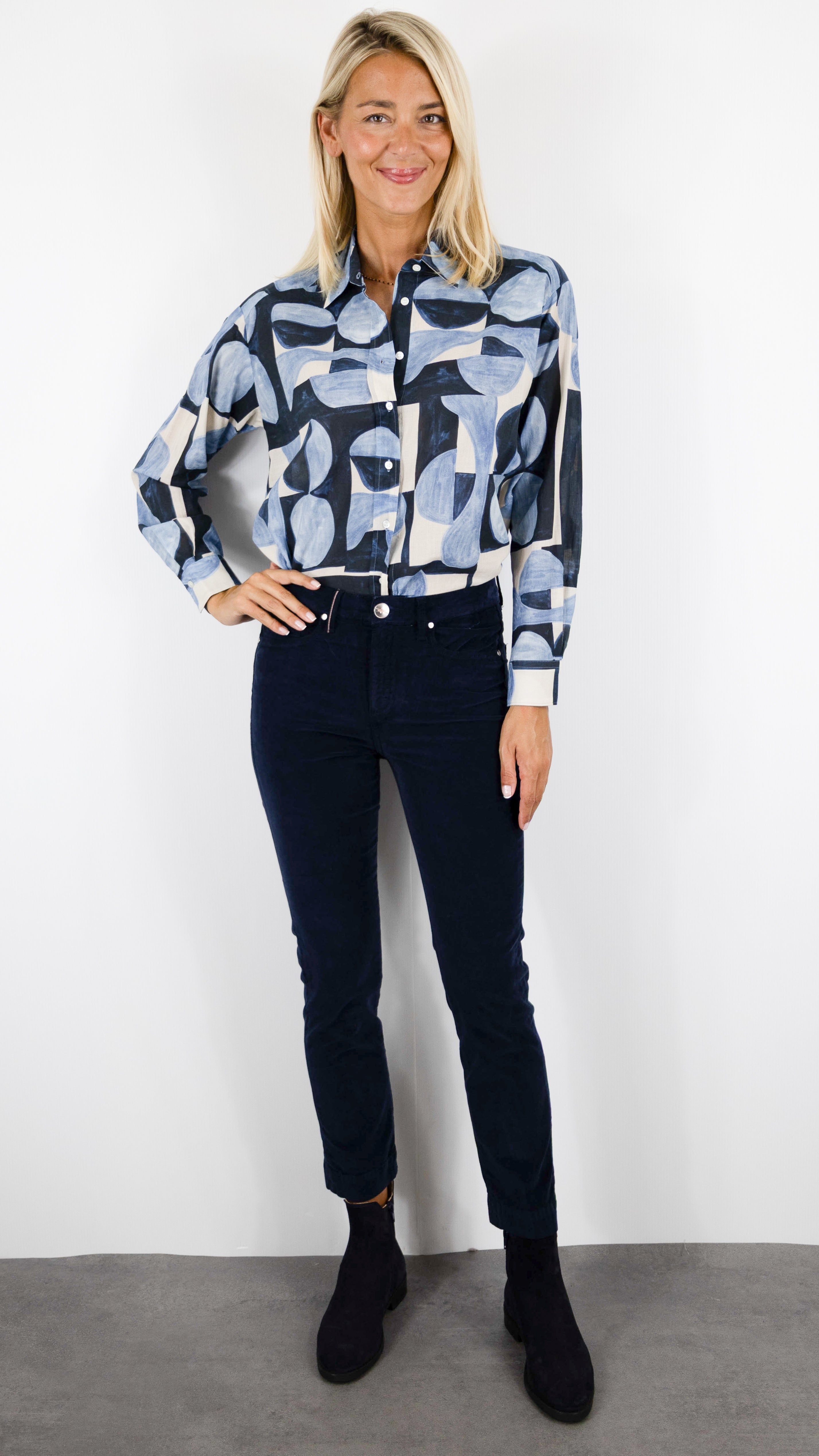 CHEMISE IMPRIMEE EN VOILE DE COTON POUR FEMME HARTFORD BGCH625 CINEMA#COLOR_02/BLUE