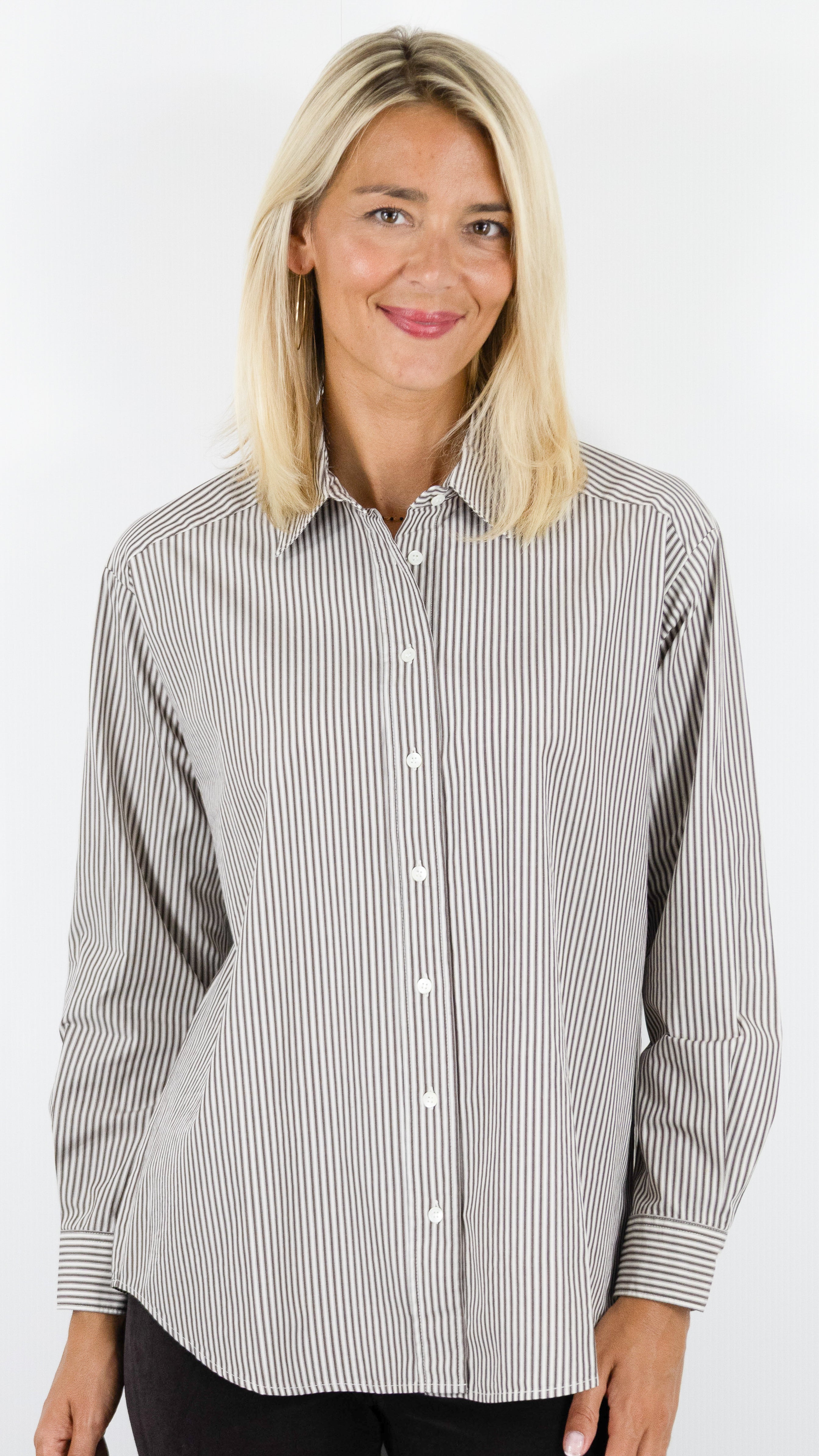 CHEMISE AMPLE RAYEE MARRON CHOCO POUR FEMME HARTFORD CINEMA
