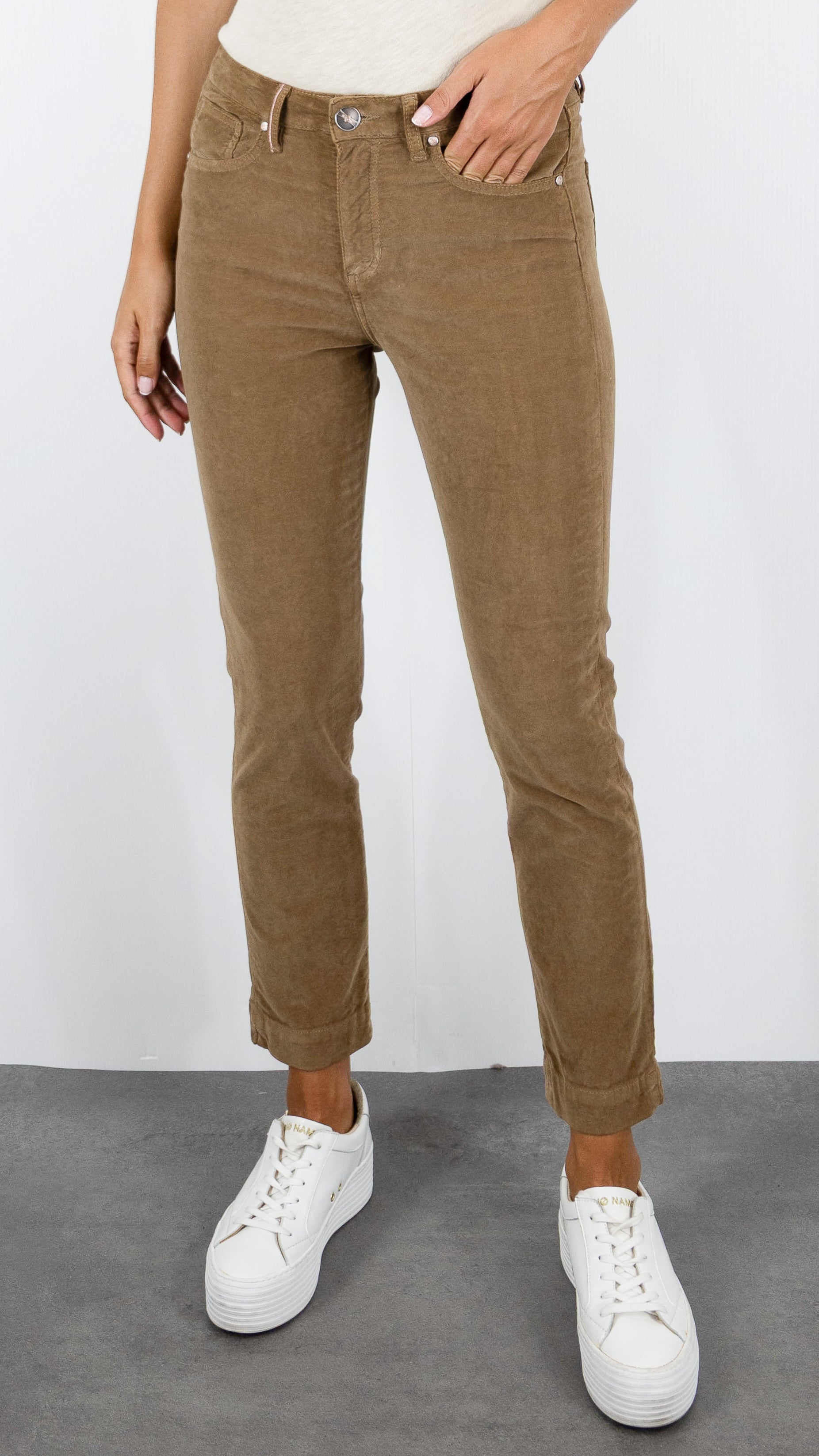 PANTALON 7/8 EN VELOURS PALATINE POUR FEMME ISLOW MARIN PALATINE CORD#COLOR_LAMA/CAMEL