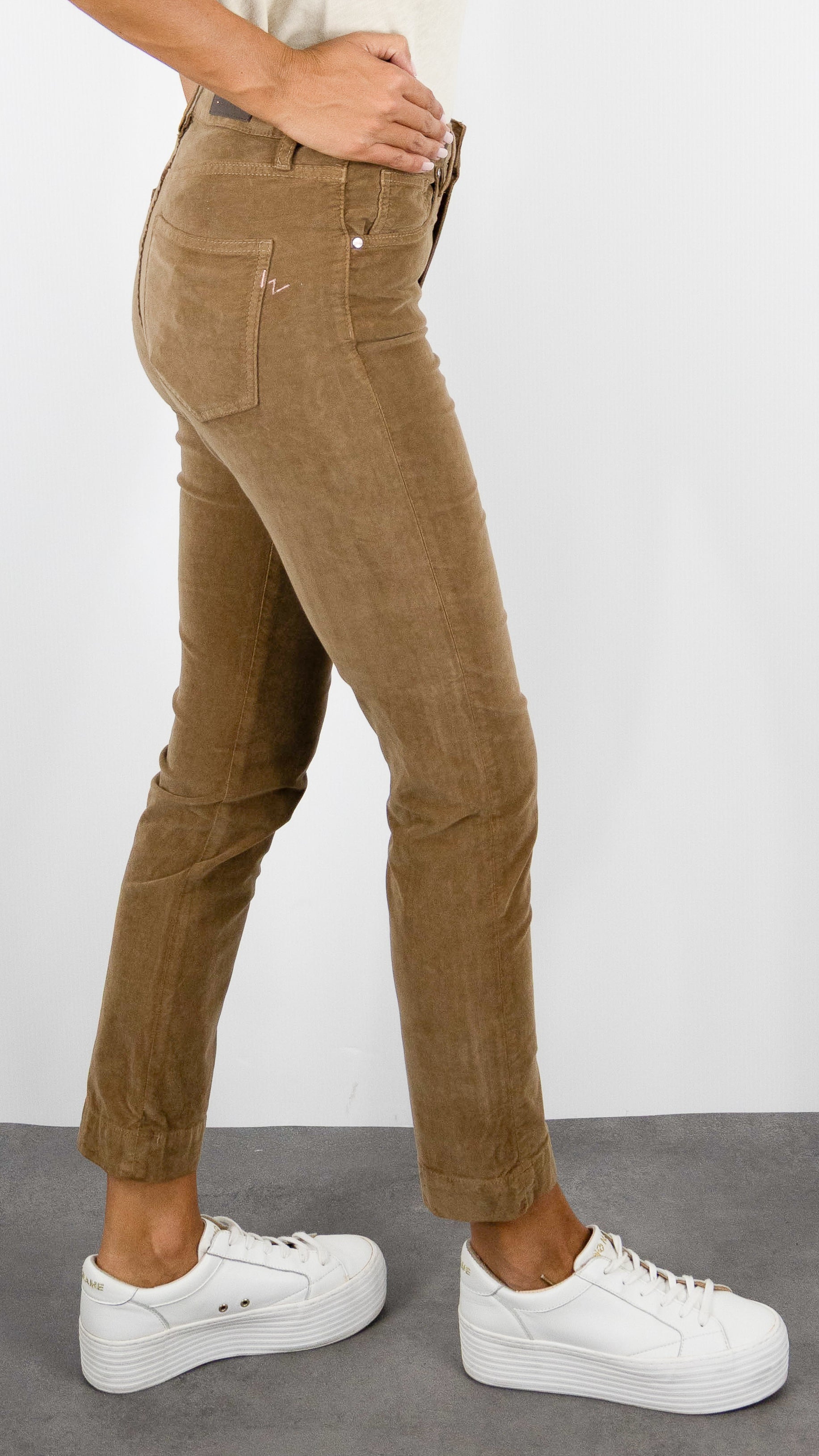 PANTALON 7/8 EN VELOURS PALATINE POUR FEMME ISLOW MARIN PALATINE CORD#COLOR_LAMA/CAMEL