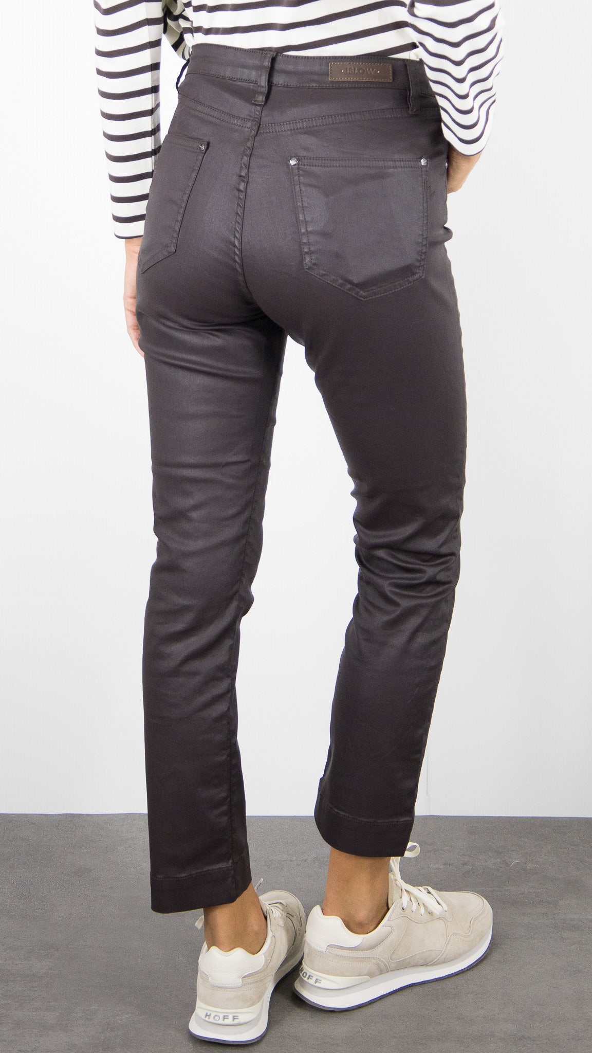 PANTALON SLIM ENDUIT POUR FEMME MARRON ISLOW MARIN WAXSATEEN