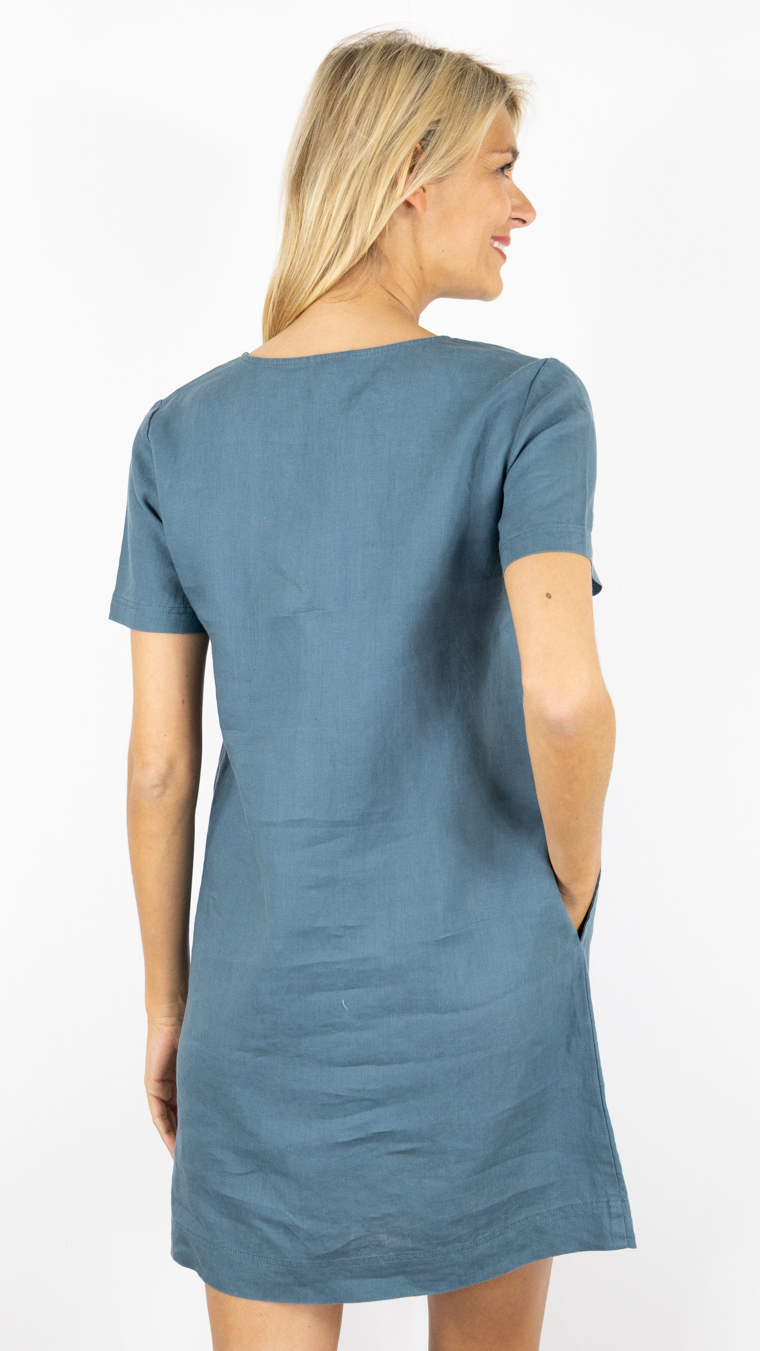 ROBE EN LIN MANCHES COURTES BENSIMON MARTINE#COLOR_CREPUSCULE/ARDOISE