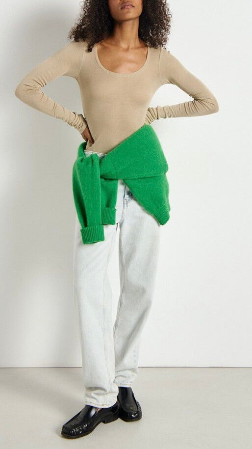 TEE-SHIRT COL ROND EN COTON PIMA BEIGE BOULGHOUR AMERICAN VINTAGE MASSACHUSETTS