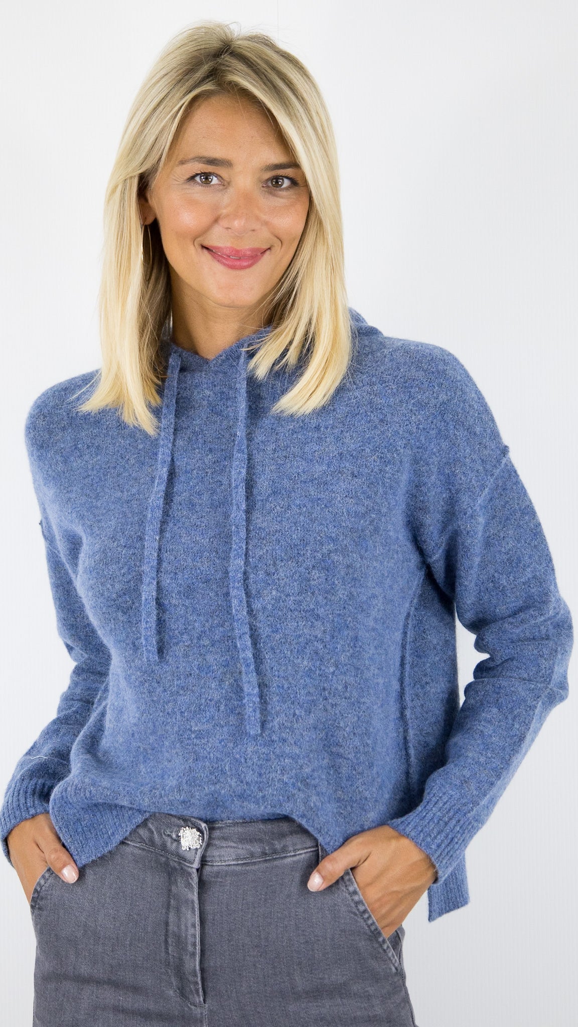 PULL A CAPUCHE MAILLE CHINEE GRISE HARTFORD MAY HOODY#COLOR_06/DENIM