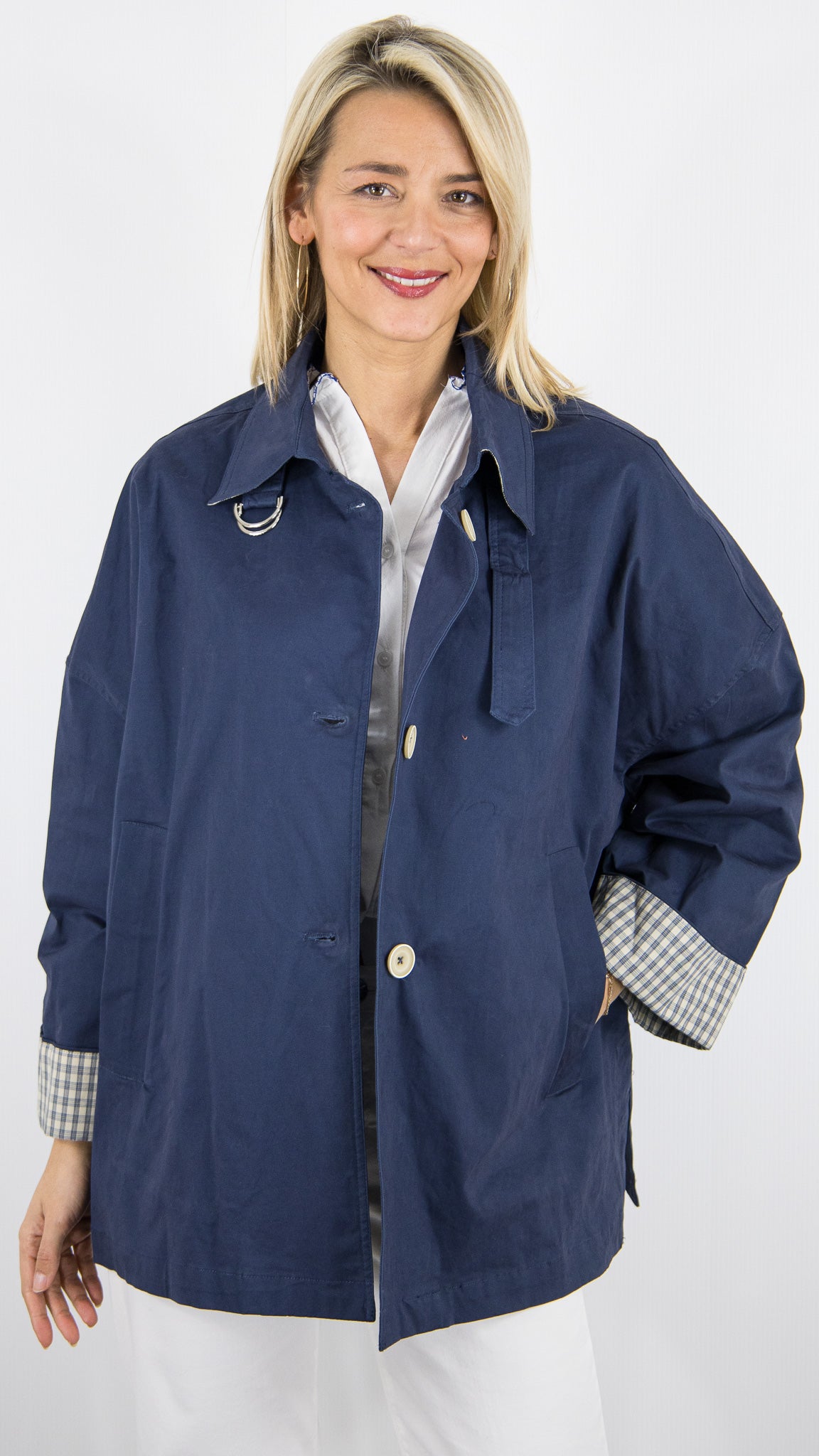 VESTE IMPER OVERSIZE STUDIO PARISIEN MD7407#COLOR_BLEU