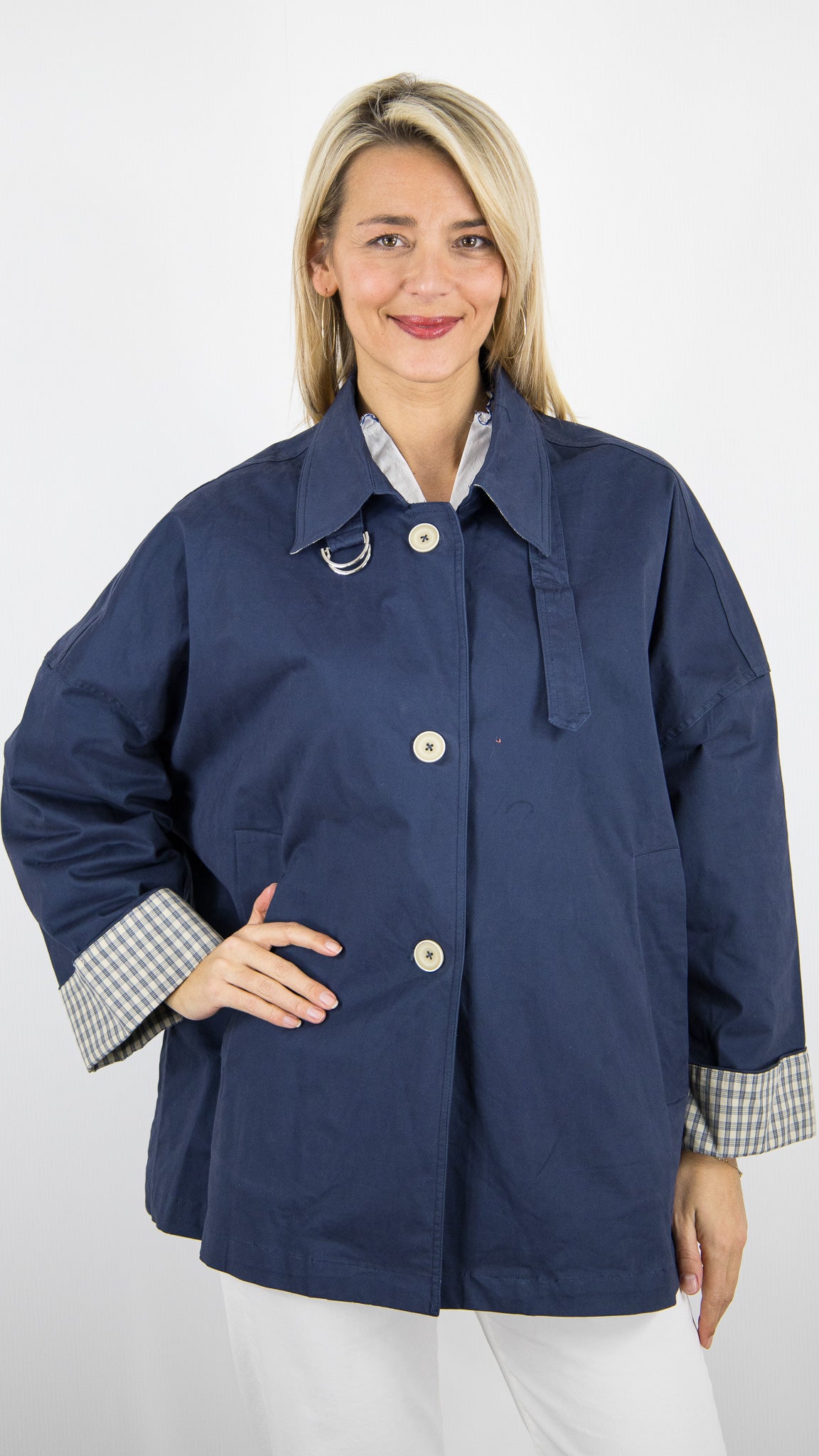 VESTE IMPER OVERSIZE STUDIO PARISIEN MD7407#COLOR_BLEU