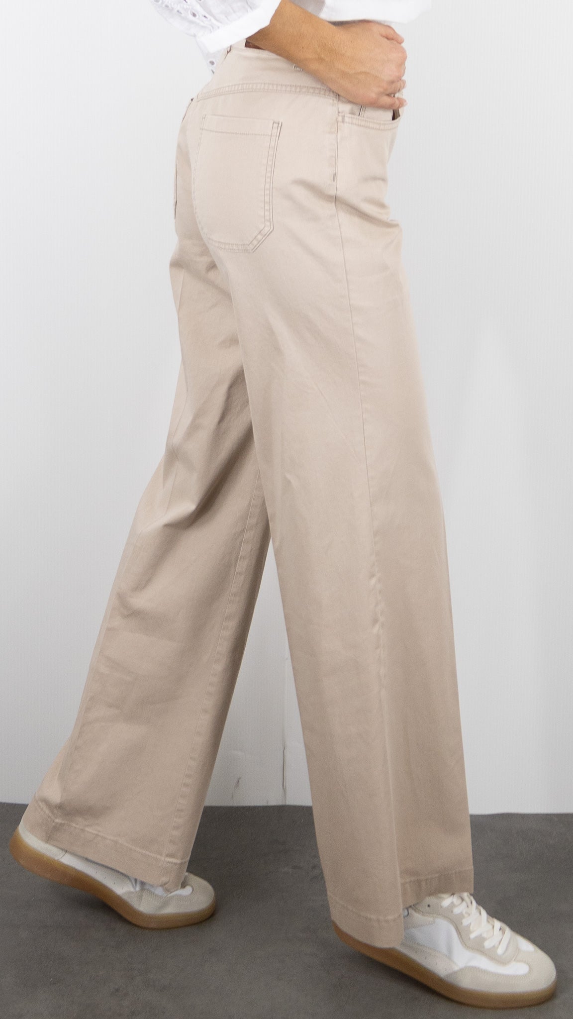 PANTALON LARGE EN COTON BEIGE POUR FEMME BIANCA MELBOURNE 70016