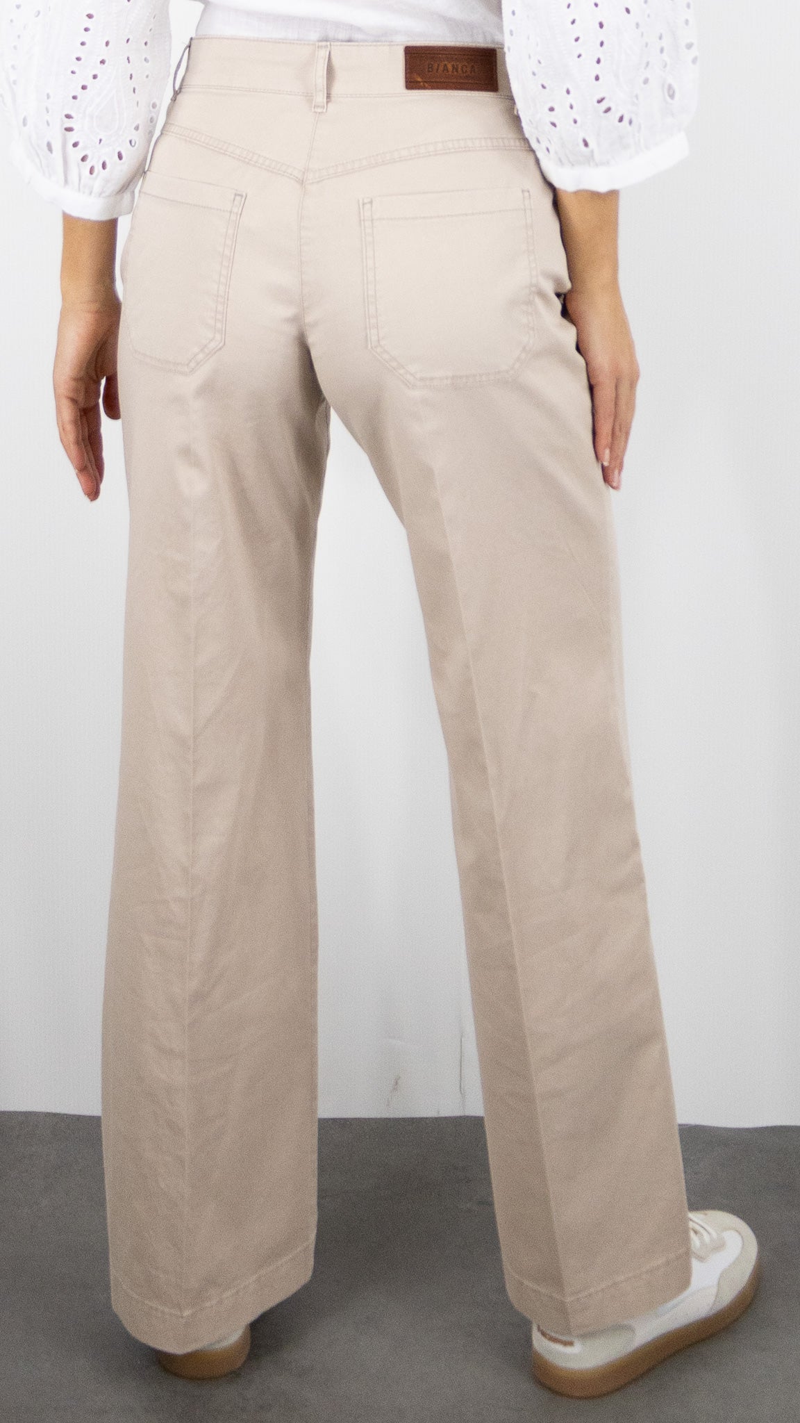 PANTALON LARGE EN COTON BEIGE POUR FEMME BIANCA MELBOURNE 70016