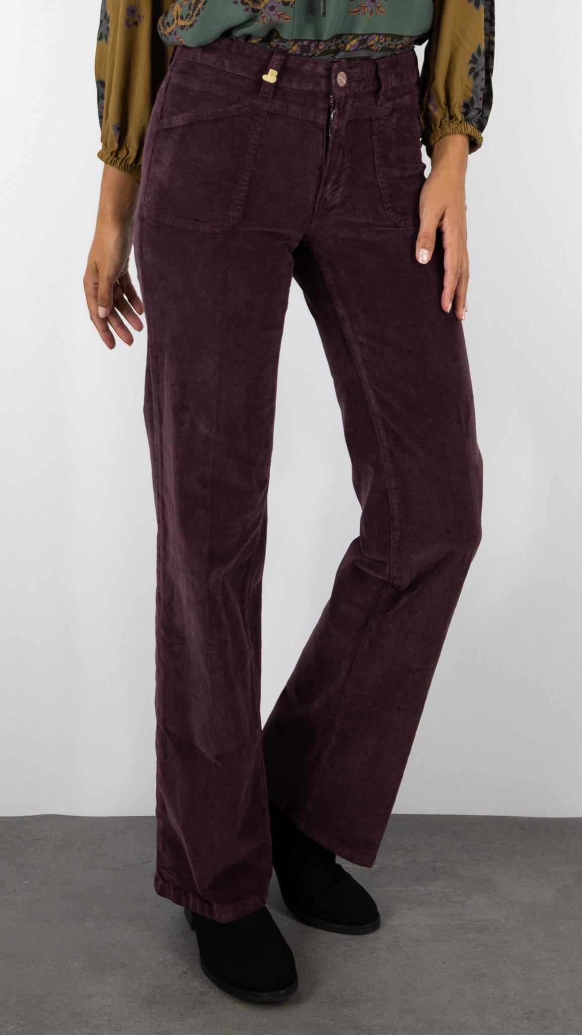 JEANS FLARE EN VELOURS MILLERAIES FEMME JANE BLUE MENILMONTANT TINY CORD#COLOR_AUBERGINE