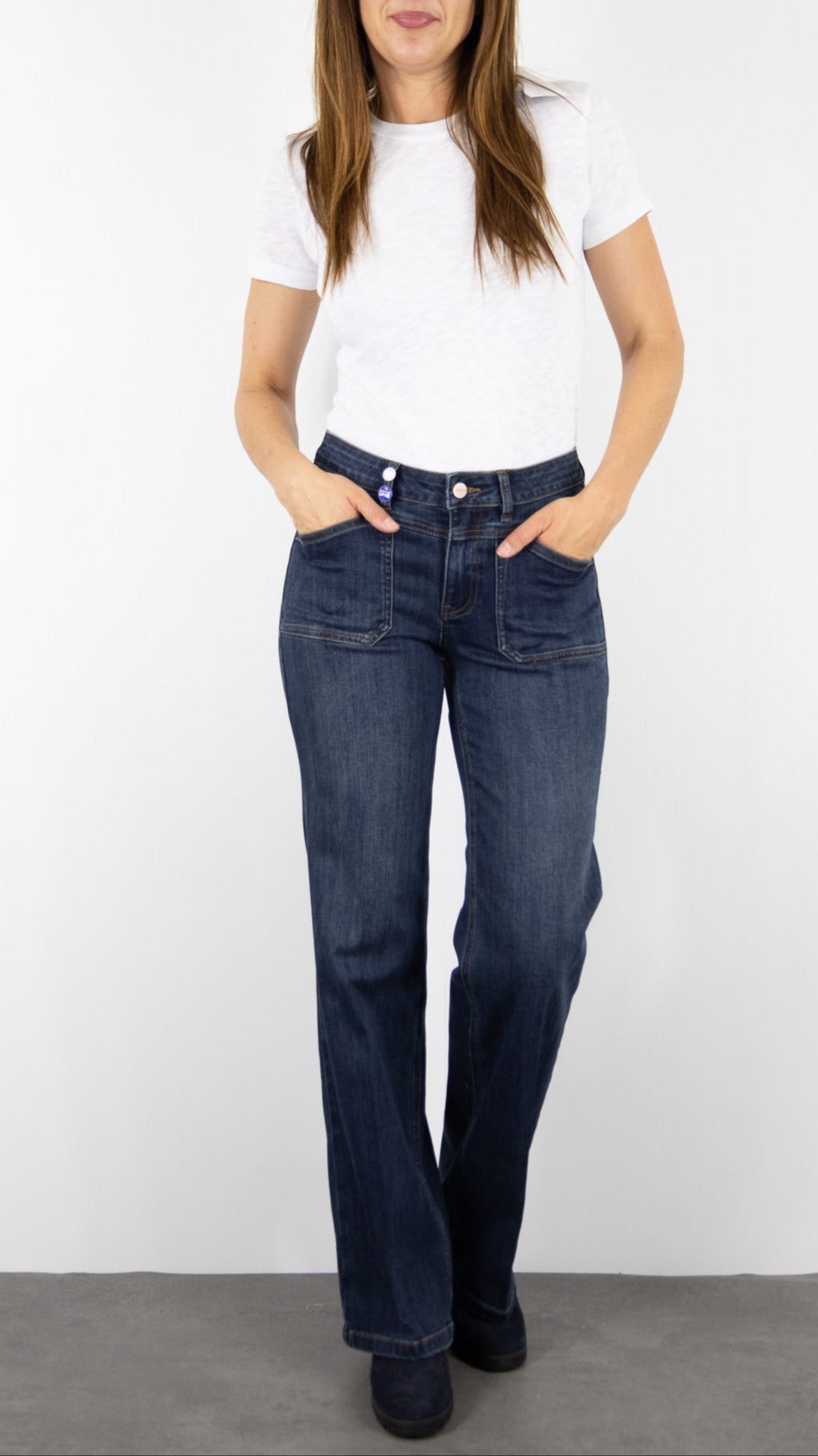 JEANS FLARE DOUBLE CEINTURE JANE BLUE MENILMONTANT ALABAMA BLEU MEXICO WASH