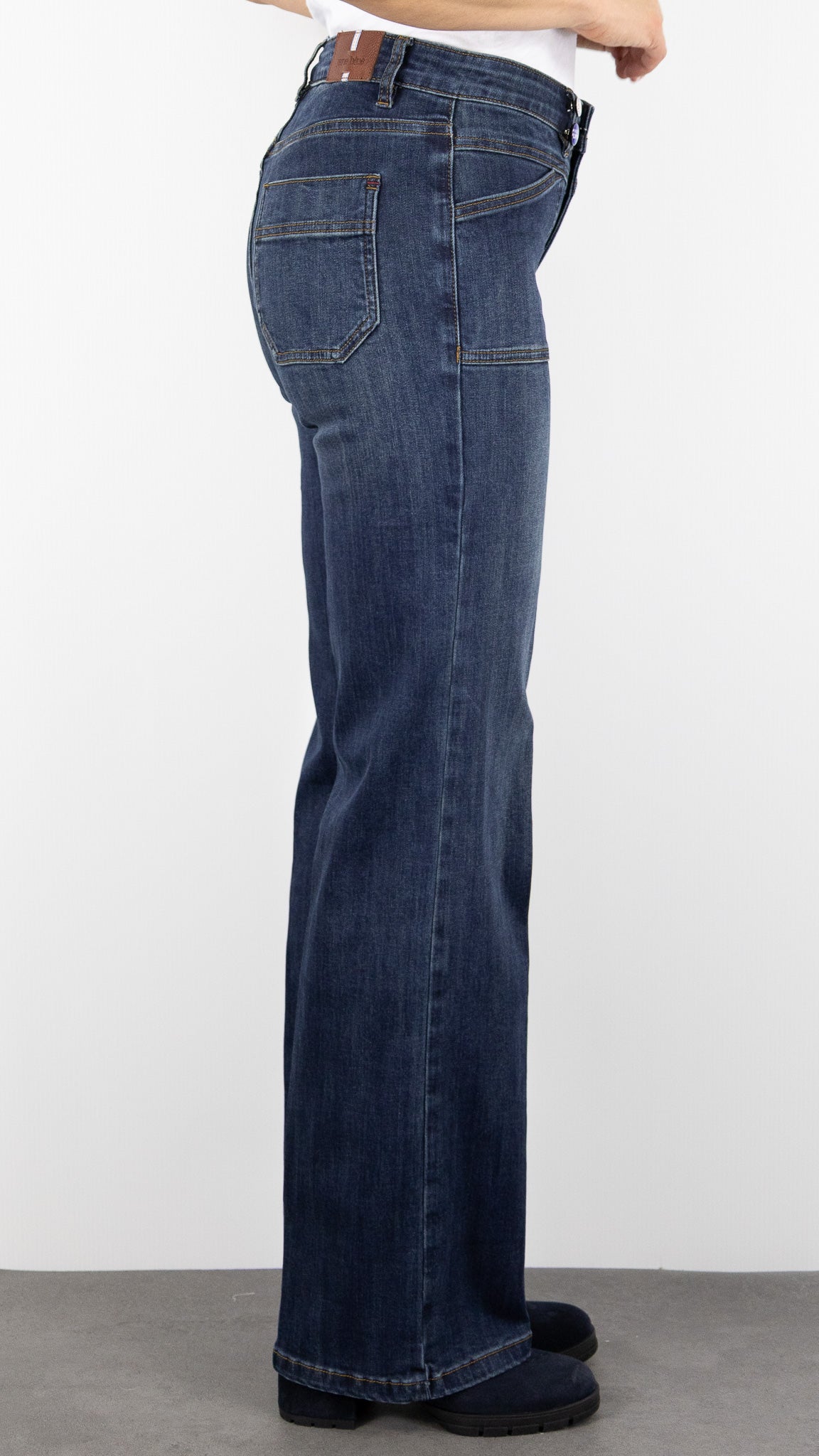 JEANS FLARE DOUBLE CEINTURE JANE BLUE MENILMONTANT ALABAMA BLEU MEXICO WASH