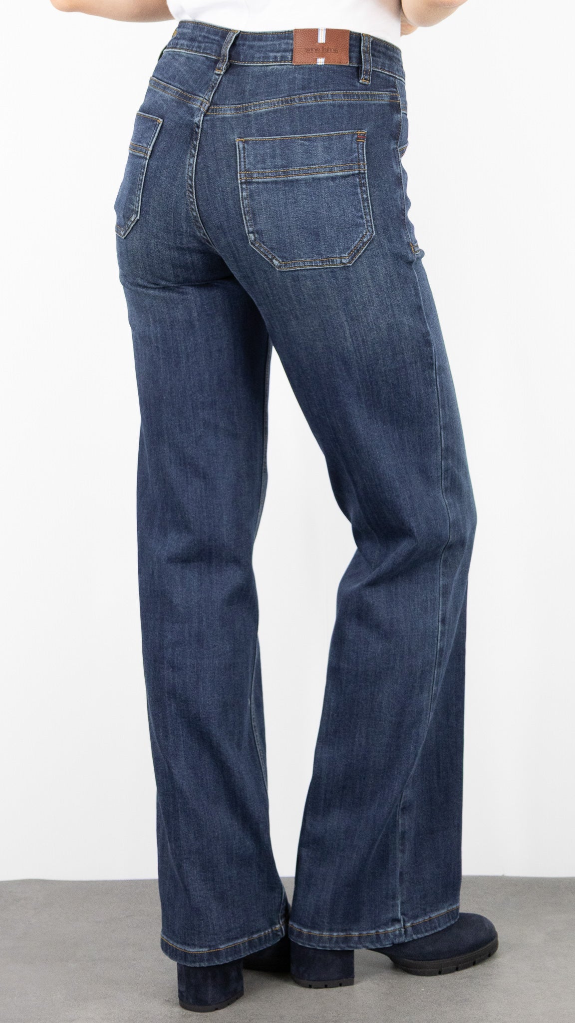JEANS FLARE DOUBLE CEINTURE JANE BLUE MENILMONTANT ALABAMA BLEU MEXICO WASH