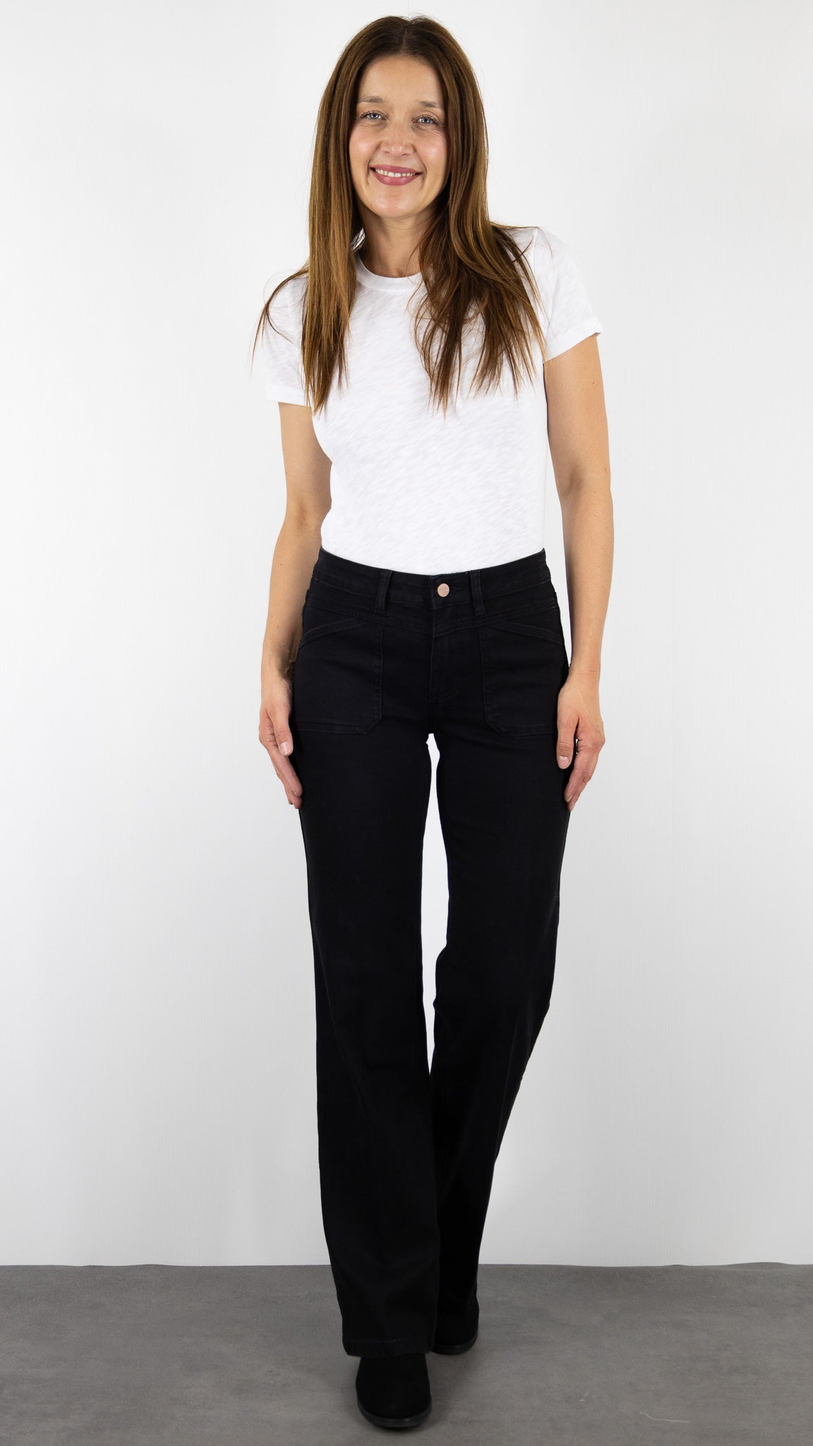 JEANS FLARE FEMME NOIR JANE BLUE MENILMONTANT SUPER STRETCH