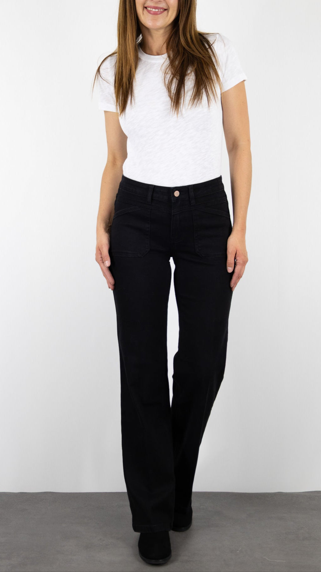 JEANS FLARE FEMME NOIR JANE BLUE MENILMONTANT SUPER STRETCH