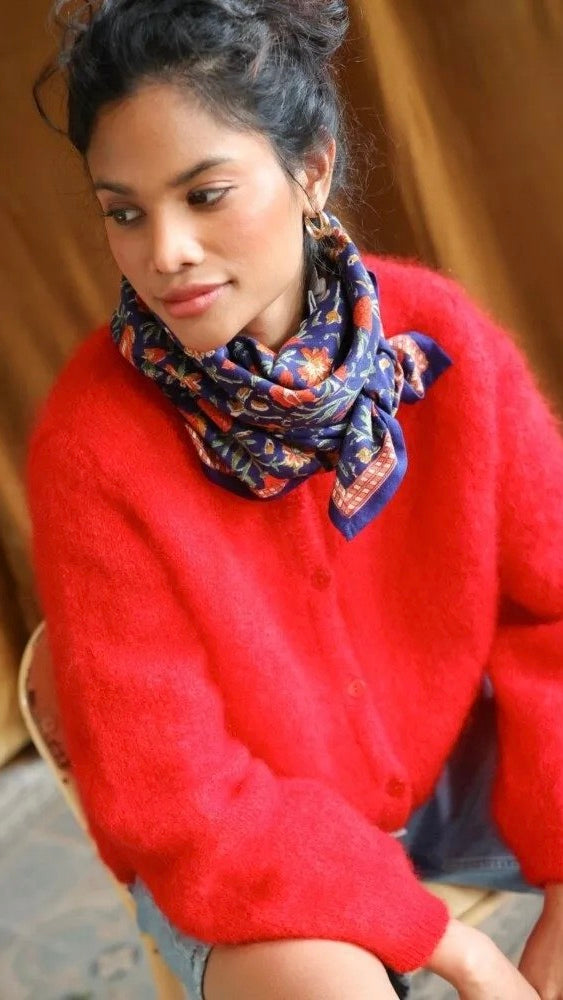 ECHARPE IMPRIME FLEURI INDIGO POUR FEMME BELLEMME MINA