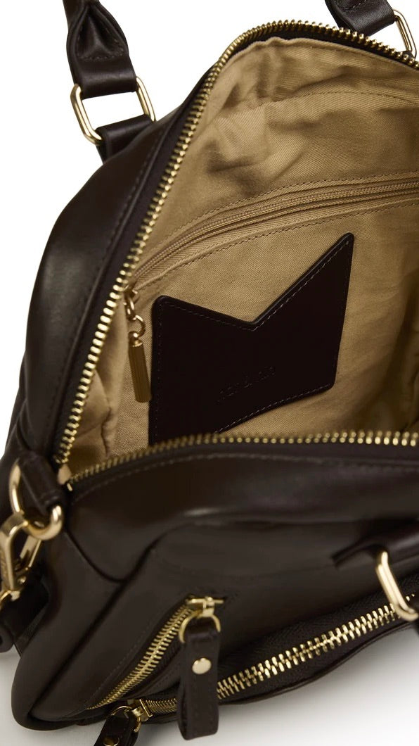 PETIT SAC A MAIN EN CUIR EBENE MARRON NAT & NIN MINI MACY