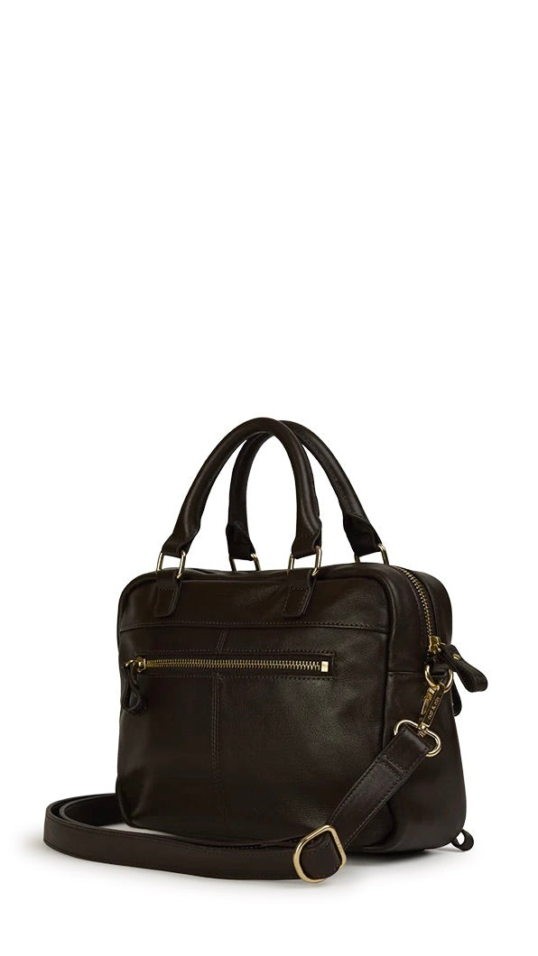 PETIT SAC A MAIN EN CUIR EBENE MARRON NAT & NIN MINI MACY
