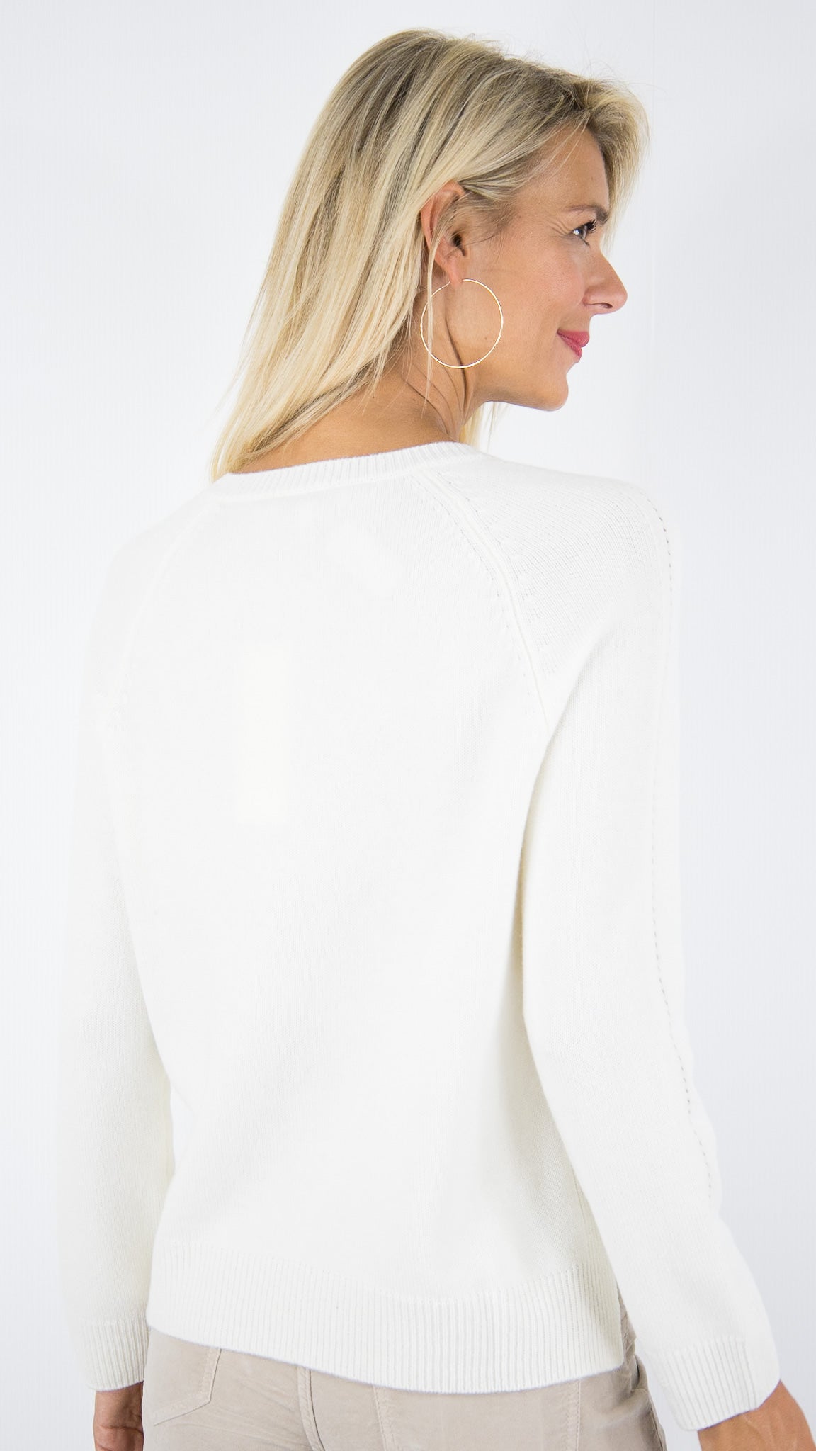 PULL V DROIT FEMME EN LAINE MAUD ET SACHA MJF027W #COLOR_21006/FLOCON ECRU