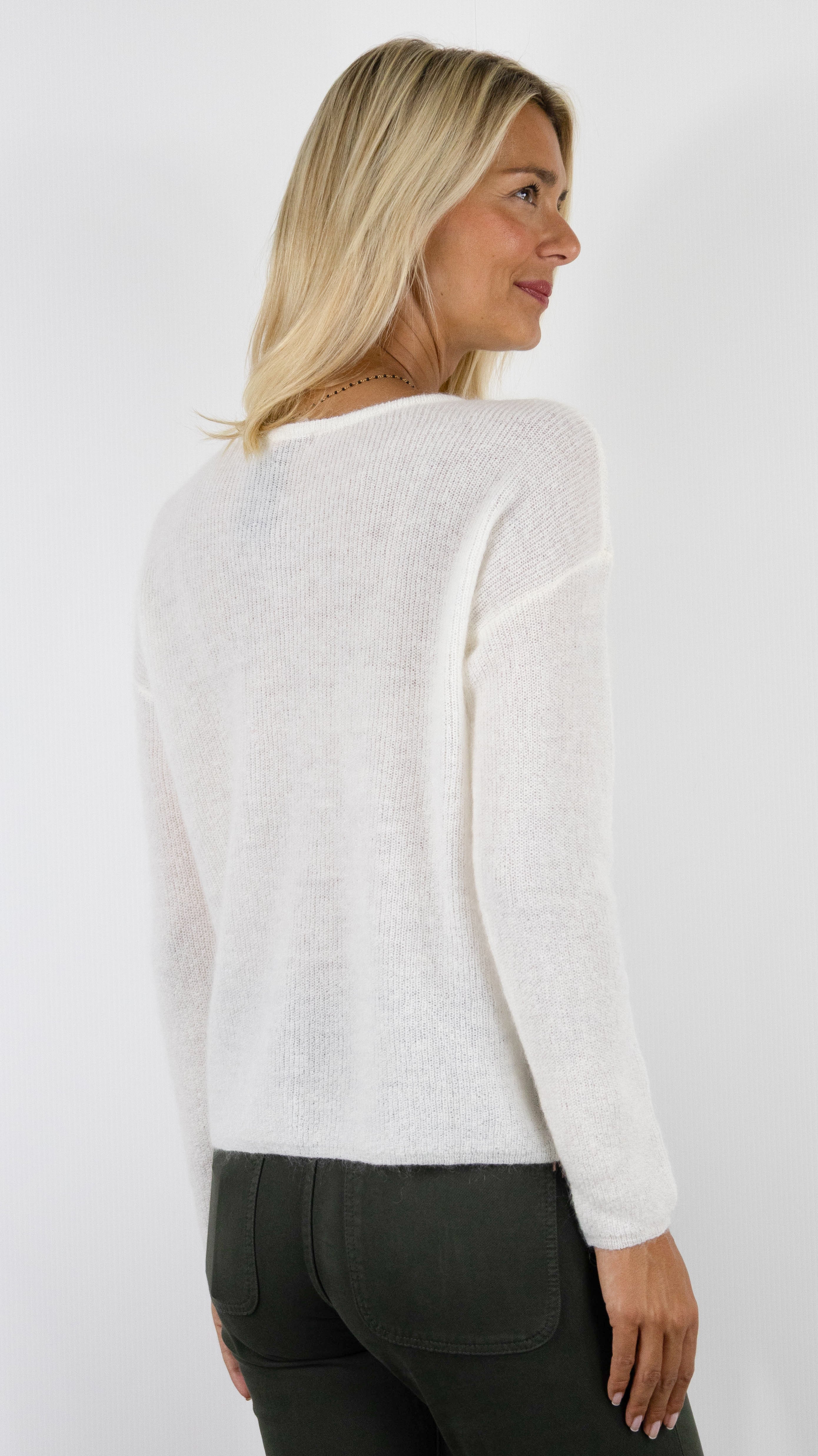 CARDIGAN EN KID MOHAIR POUR FEMME NAIS MN2026#COLOR_ECRU
