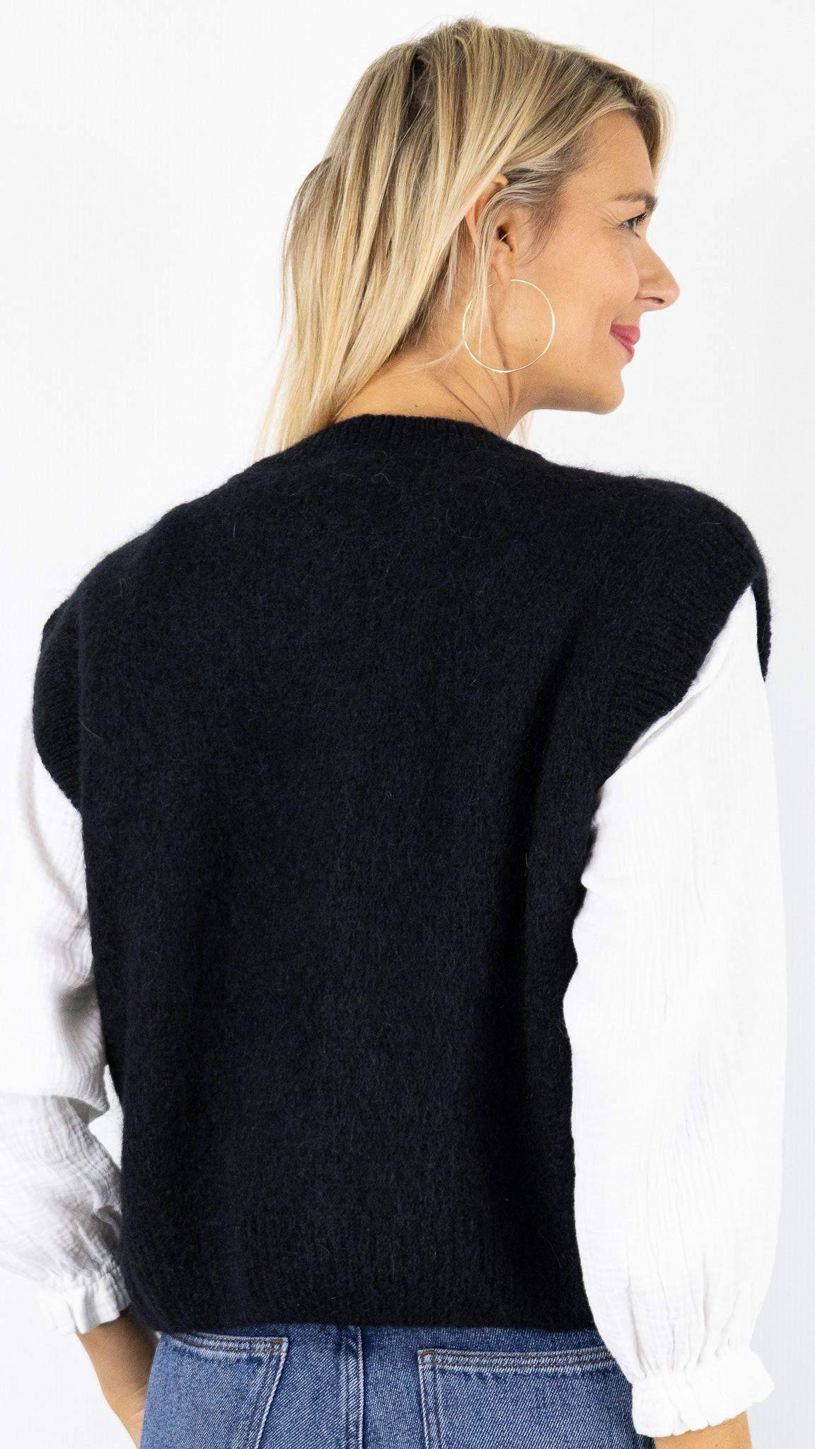 CARDIGAN ZIPPE EN MOHAIR NAIS 24144#COLOR_NOIR