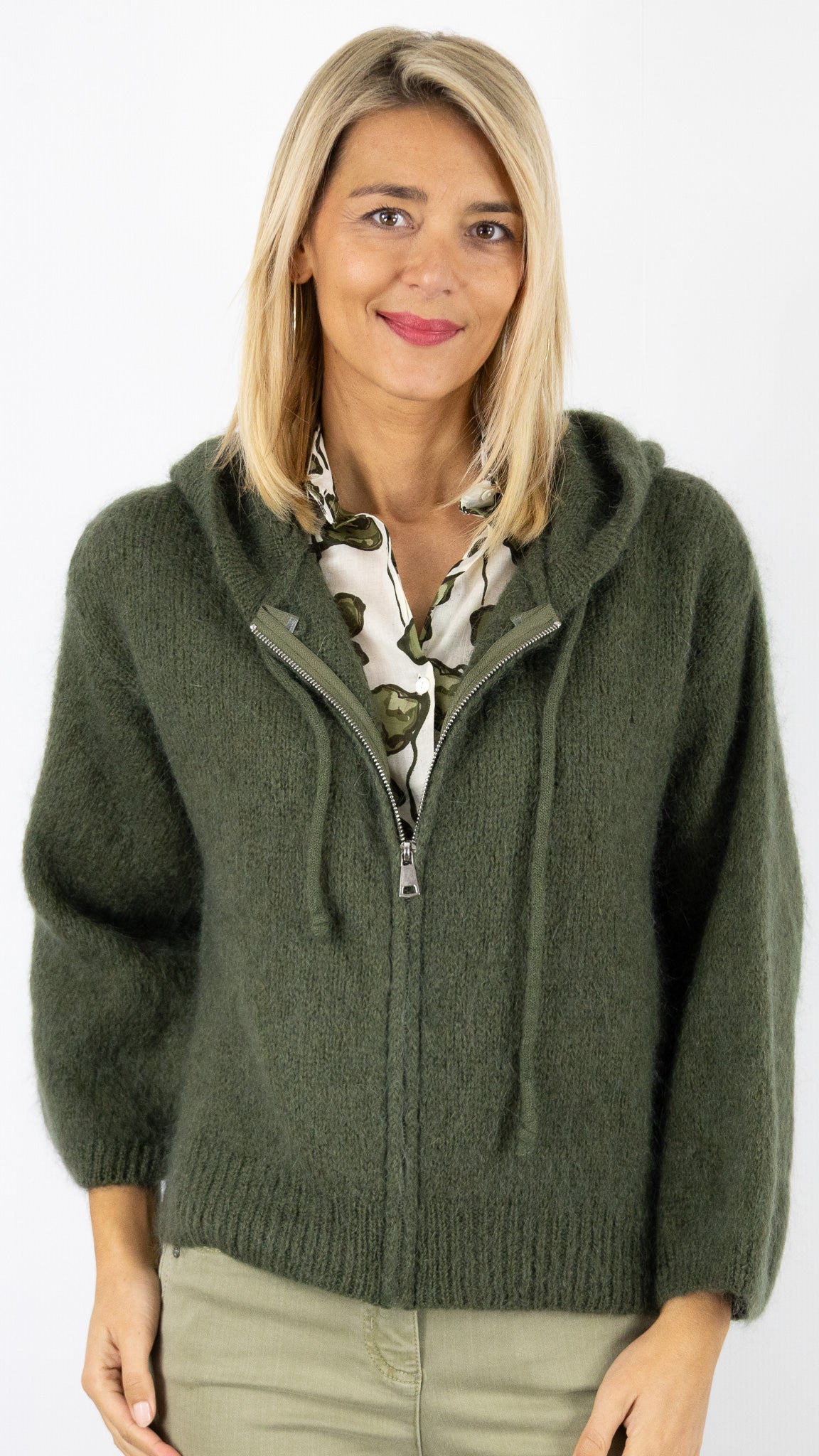 GILET ZIPPE A CAPUCHE NAIS 25090#COLOR_KAKI