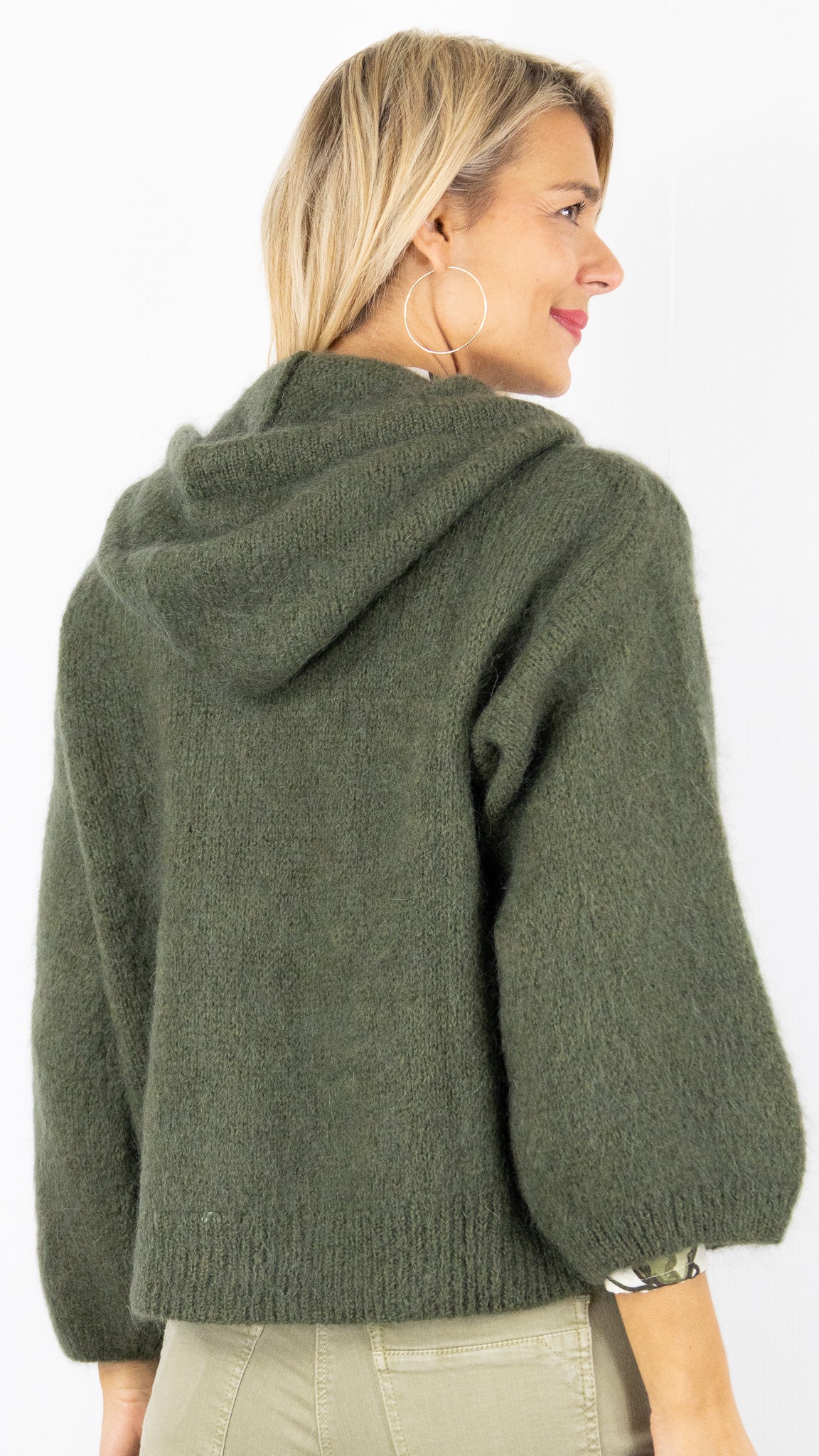 GILET ZIPPE A CAPUCHE NAIS 25090#COLOR_KAKI