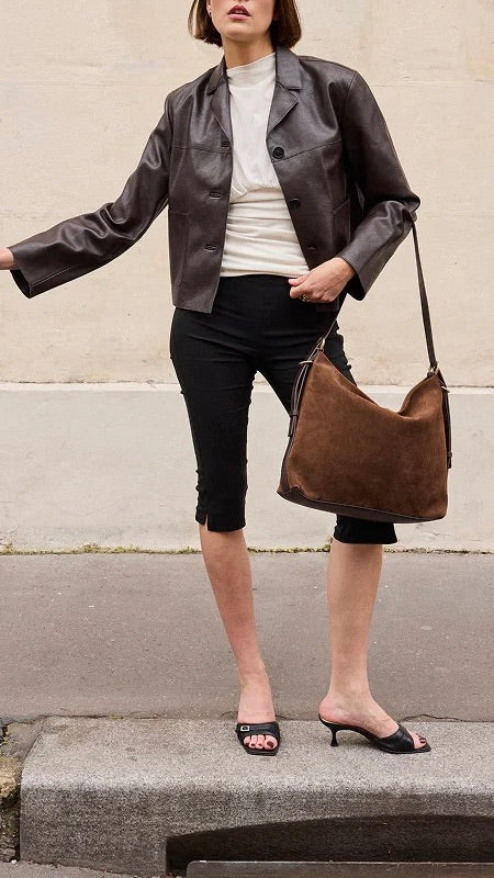 SAC HOBO EN VELOURS EBENE MARRON NAT & NIN MOREEN