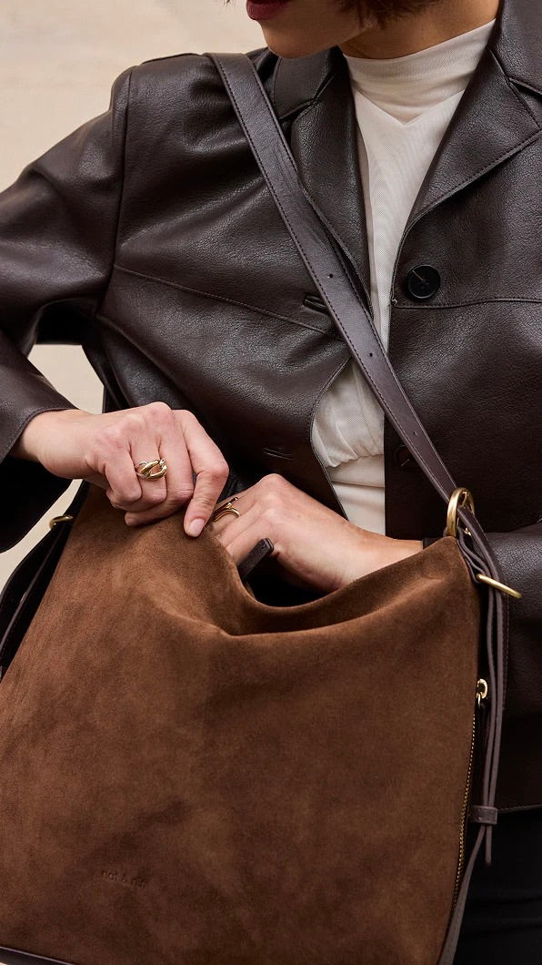 SAC HOBO EN VELOURS EBENE MARRON NAT & NIN MOREEN
