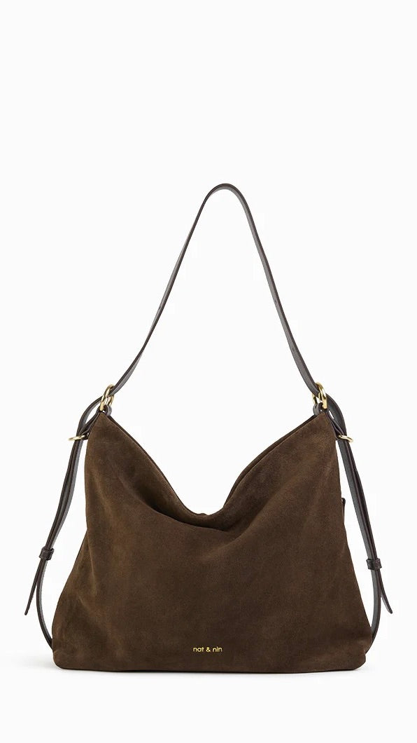 SAC HOBO EN VELOURS EBENE MARRON NAT & NIN MOREEN